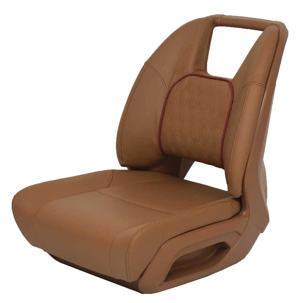 Pontoon Boat Captains Low Back Helm Seat 126857 - Revolution Cognac