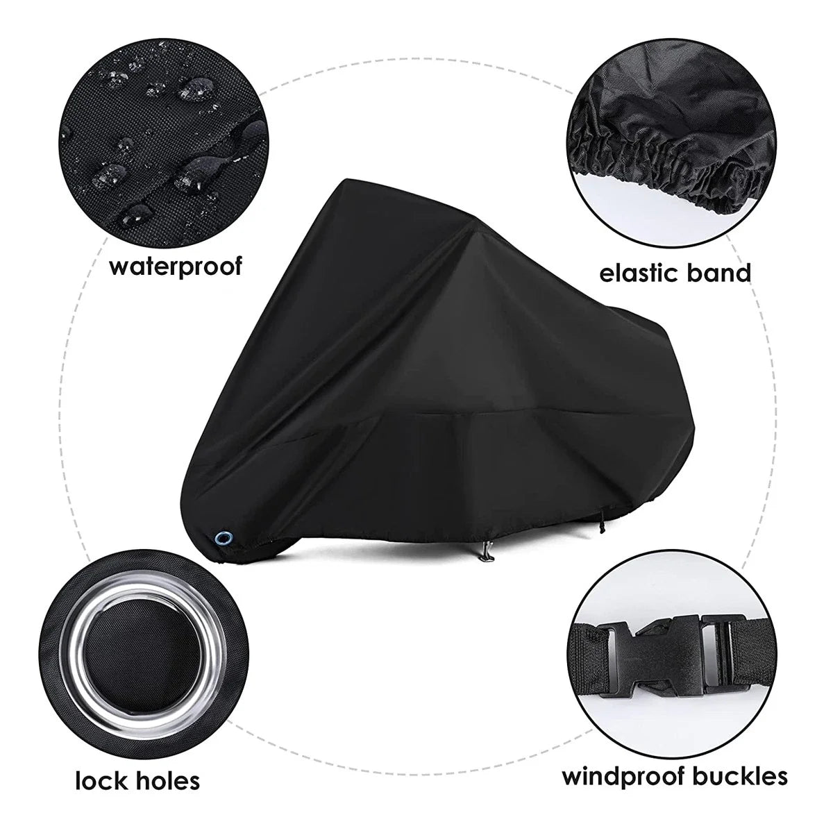 87in Waterproof Motorcycle Cover for Winter Storage (Universal Fit)