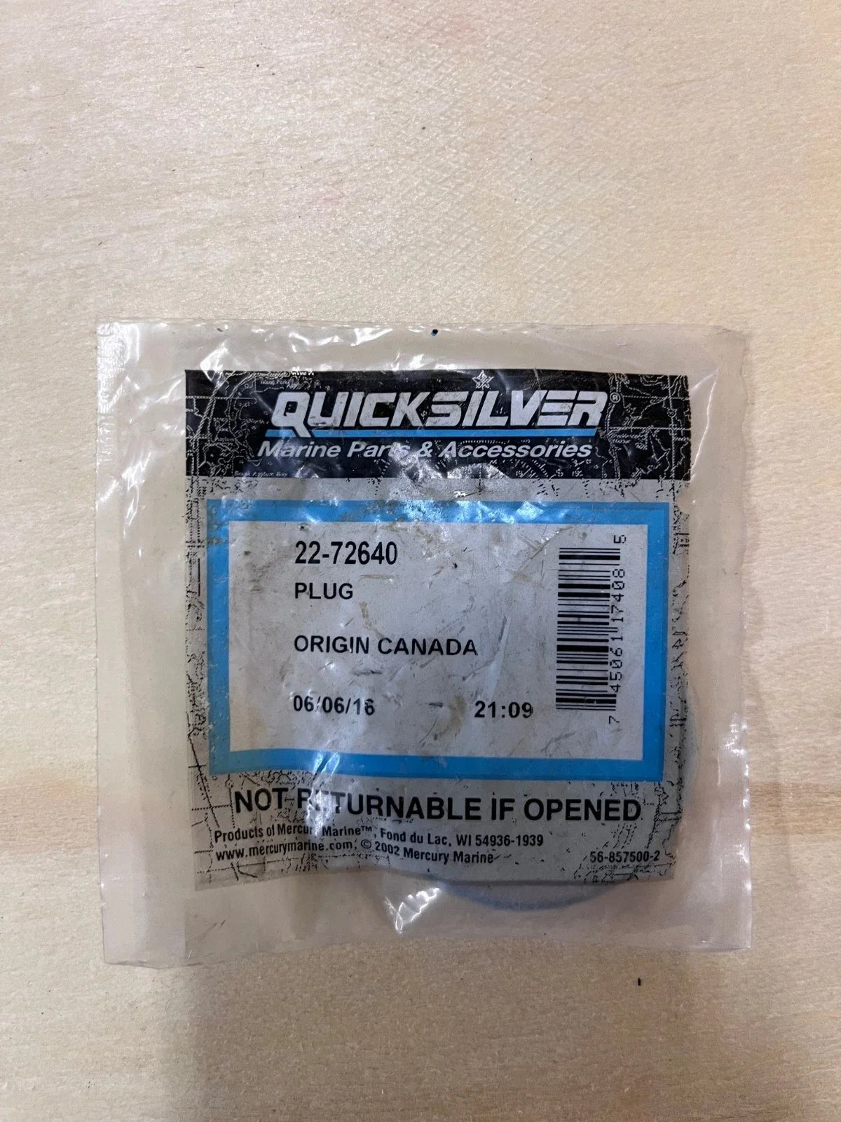 Plug for Mercury Marine (22-72640)