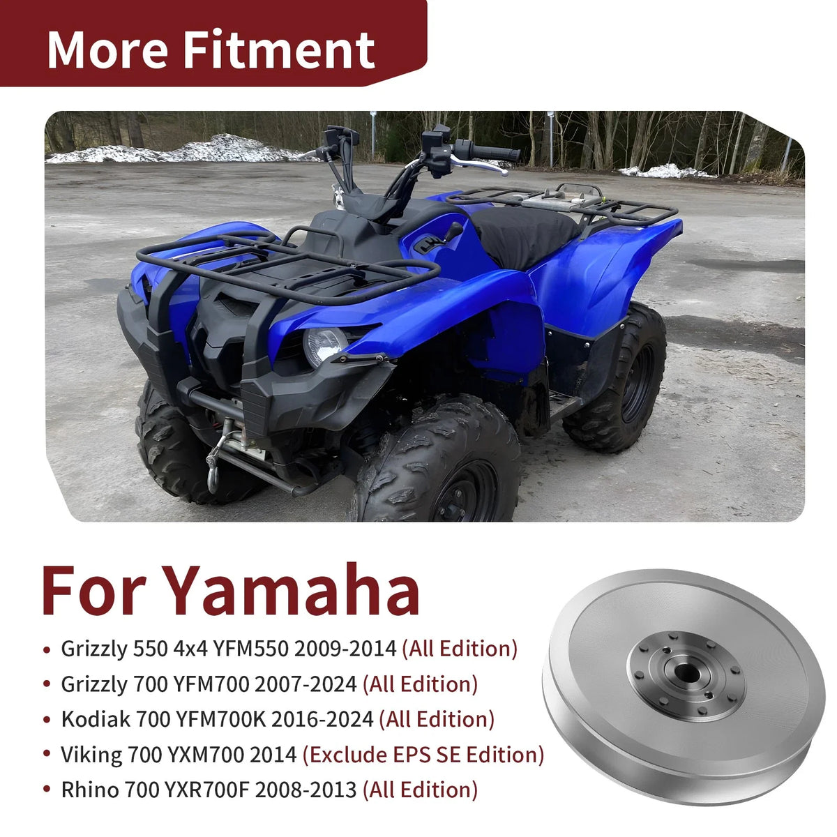 Secondary Driven Clutch 3B4-17670-10-00 for Yamaha Rhino 700 (2008–2013)