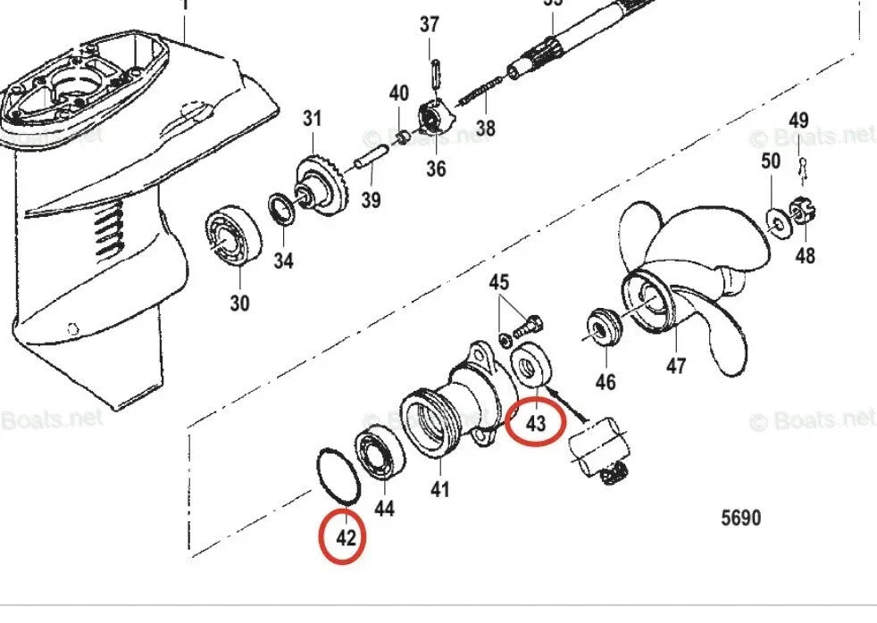Lower Unit Oil Seal & O-ring Set for Mercury 8/9.9HP Outboard (N/A)