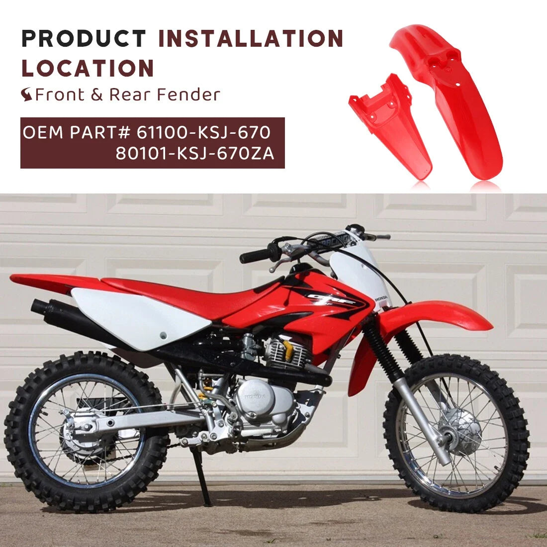 Fender Mud Guard Set for Honda CRF80F CRF100F (2004–2008)