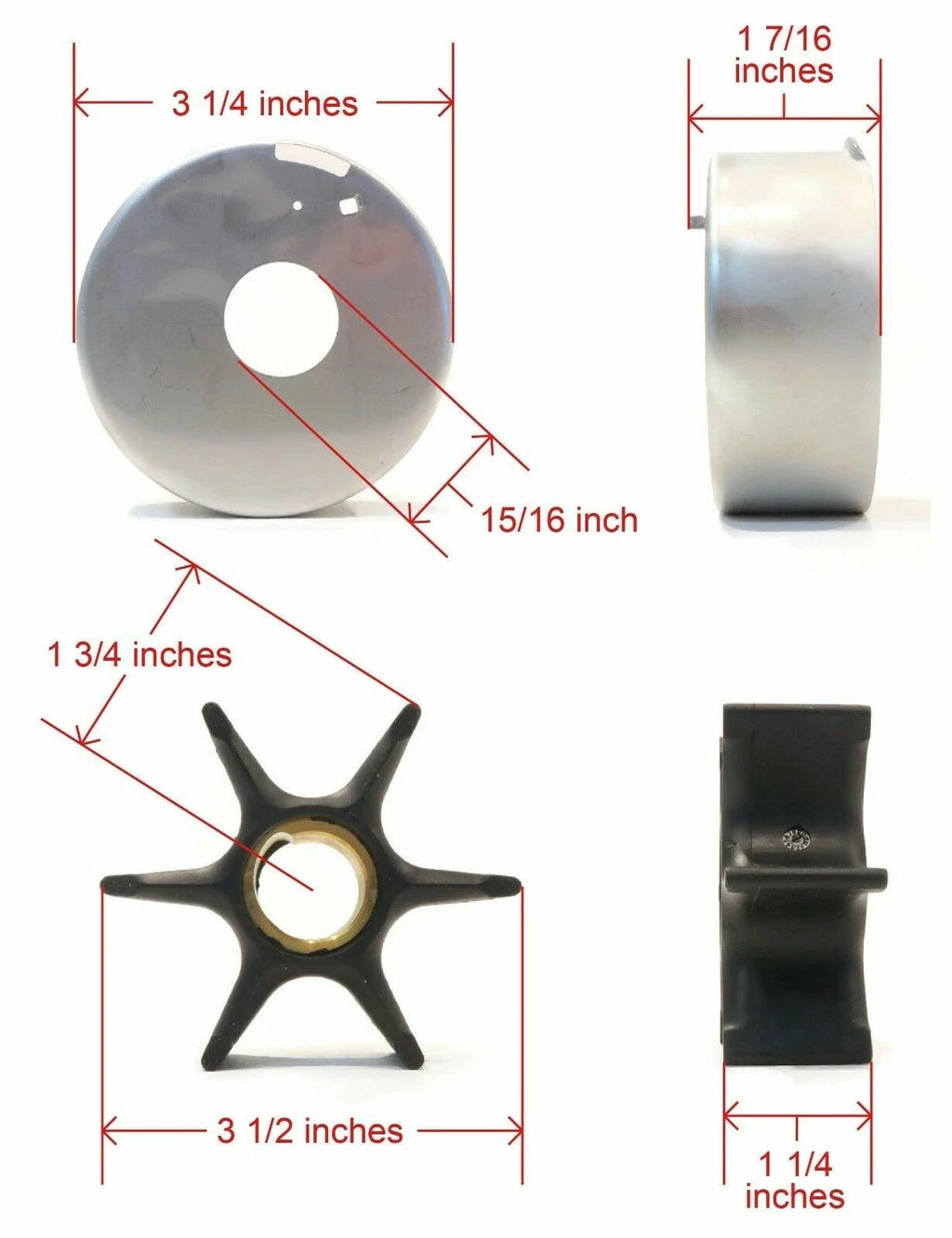Water Pump Impeller Kit for Johnson Evinrude 85-115 HP V4 (1985–1995) 5001594