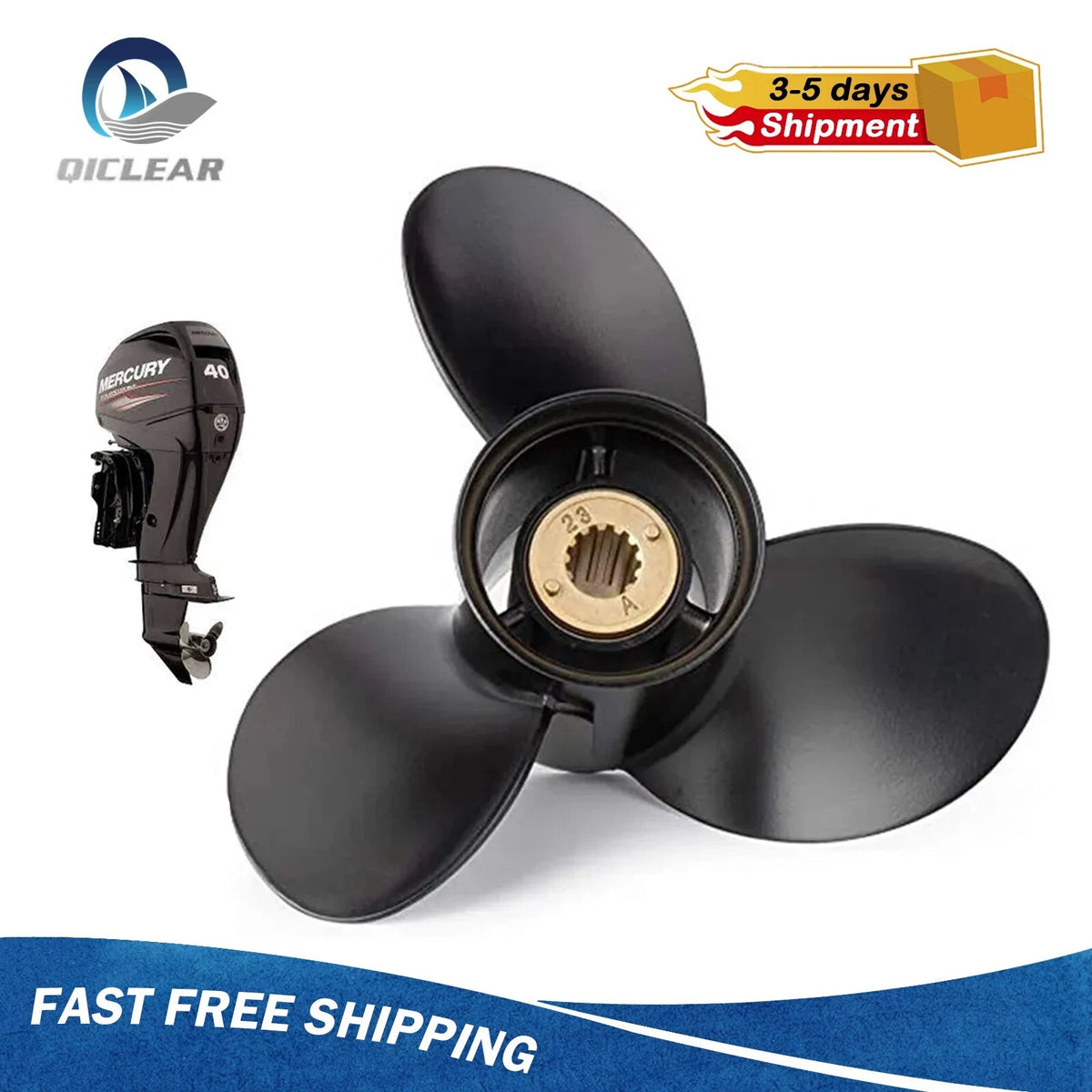 10 5/8 X 12 Aluminum Boat Propeller Fit Mercury 25-70 HP 13 Tooth 48-73134A45,RH