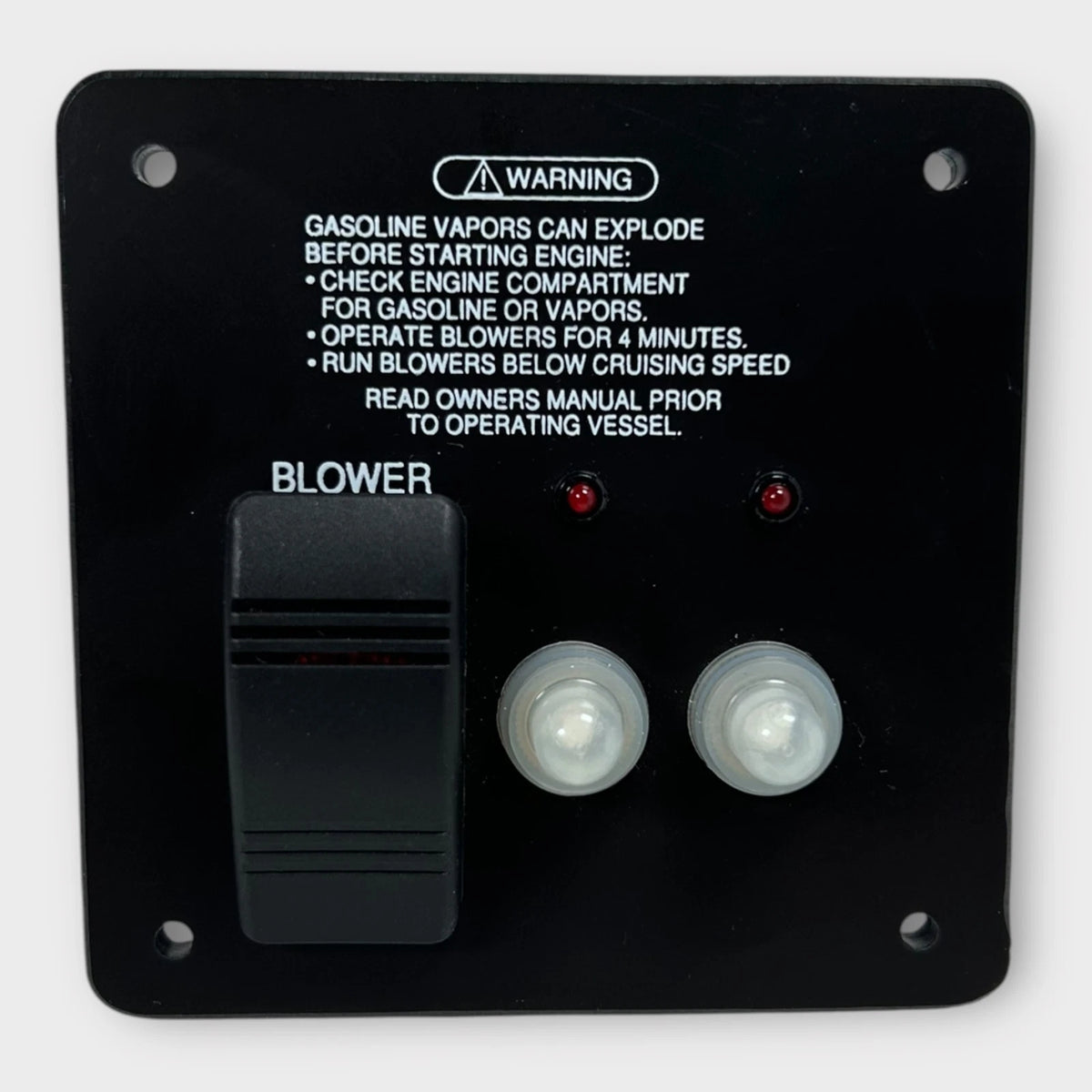 BH Electronics Boat Blower Switch 12V, with Black Plastic Panel 4'' X 4