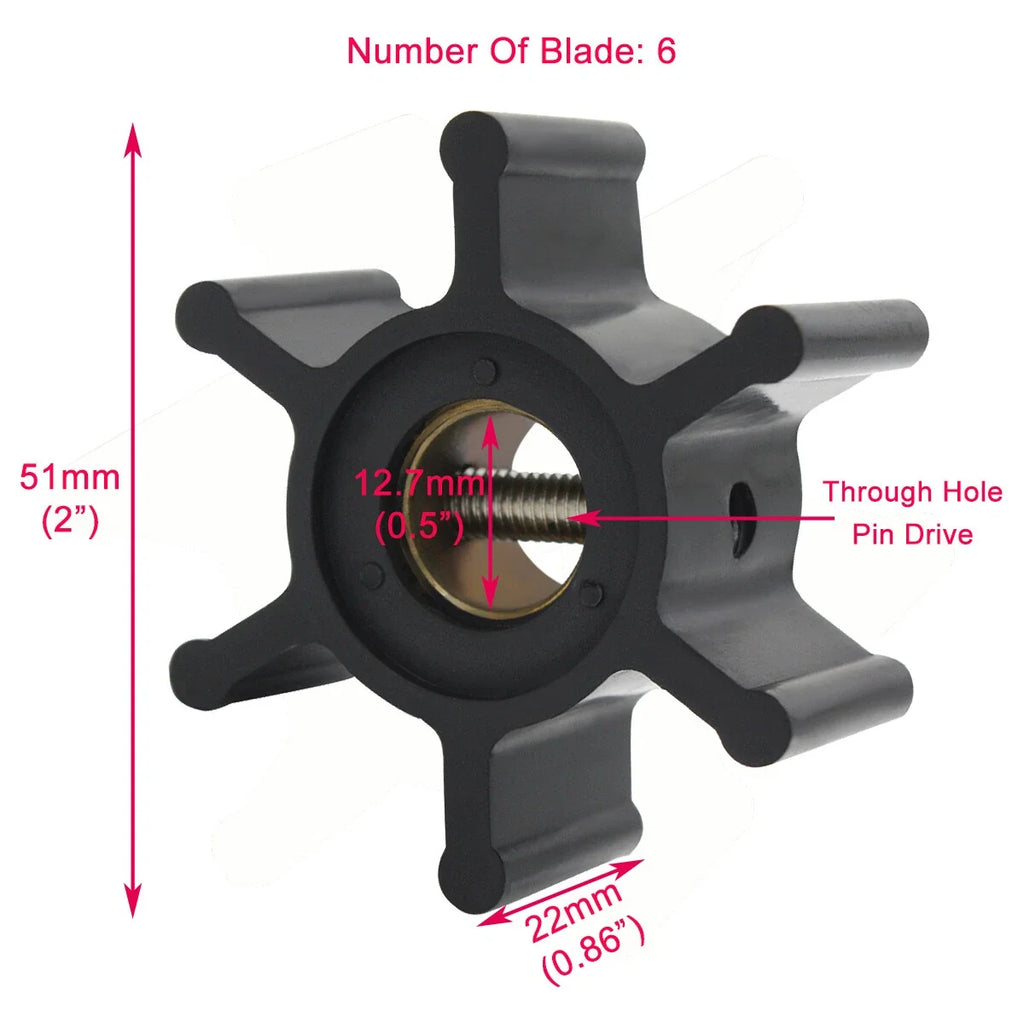 Water Pump Impeller for Volvo Penta (Replaces 3593659, 22222936, 673-0001, 09-1026B)