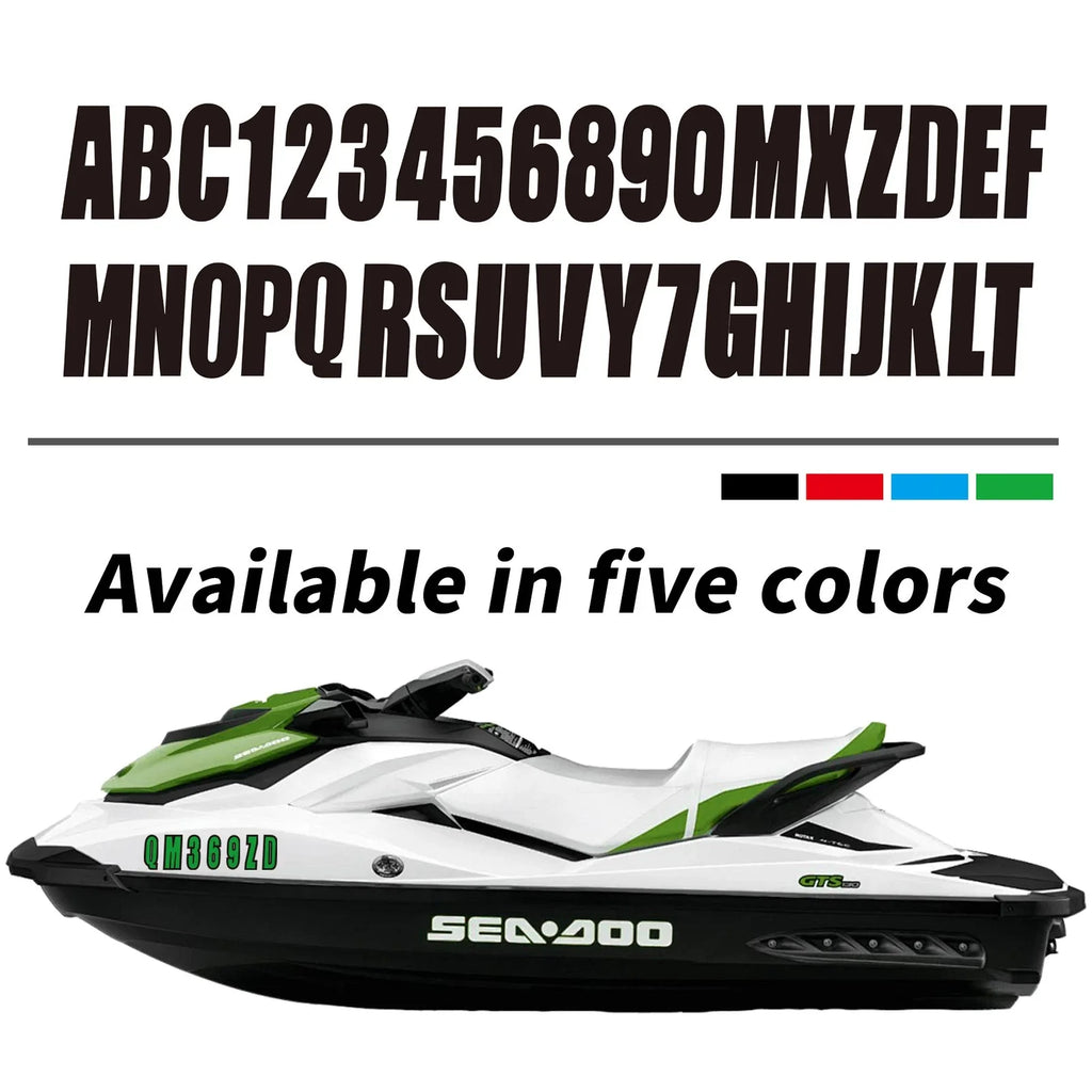 Set of 4 Custom Boat Registration Numbers Decal Stickers A-Z 0-9 3"
