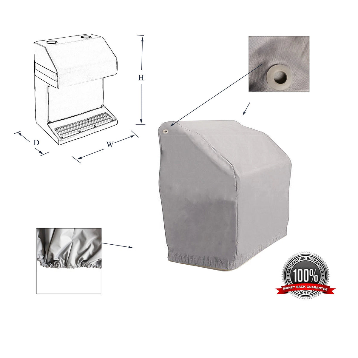 Waterproof Pontoon Boat Captain Stand Cover 24"Dx27"Wx33"H Grey 600D Heavy Duty