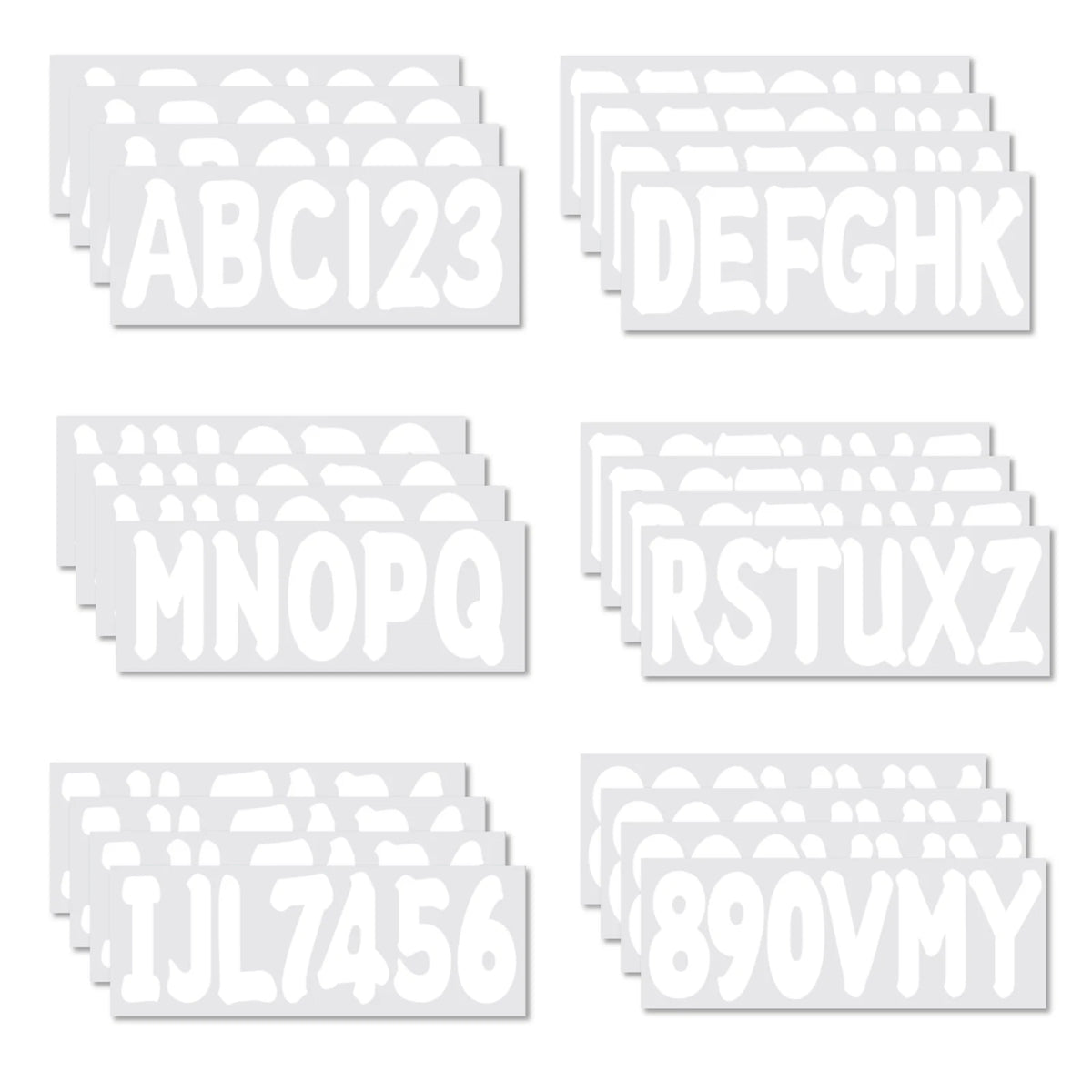 Custom Boat Registration Numbers Decal Sticker 4 Sets of A-Z 4 Sets of 0-9 White