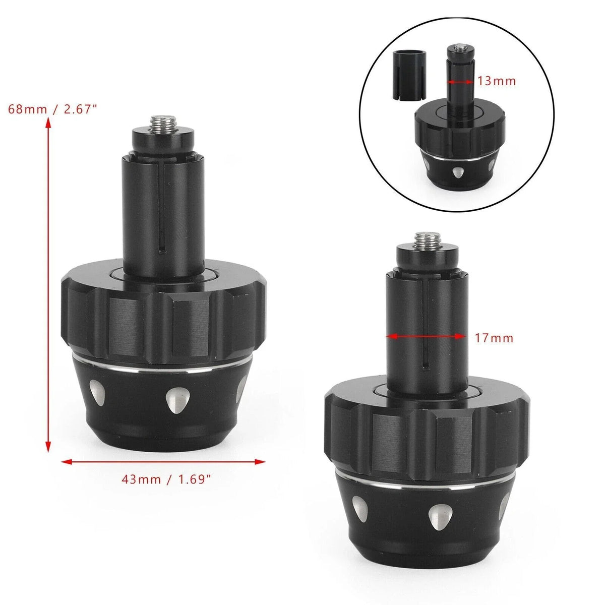 Bar End Weight Plugs for Universal Motorcycle 22mm 7/8" (CNC, Black)