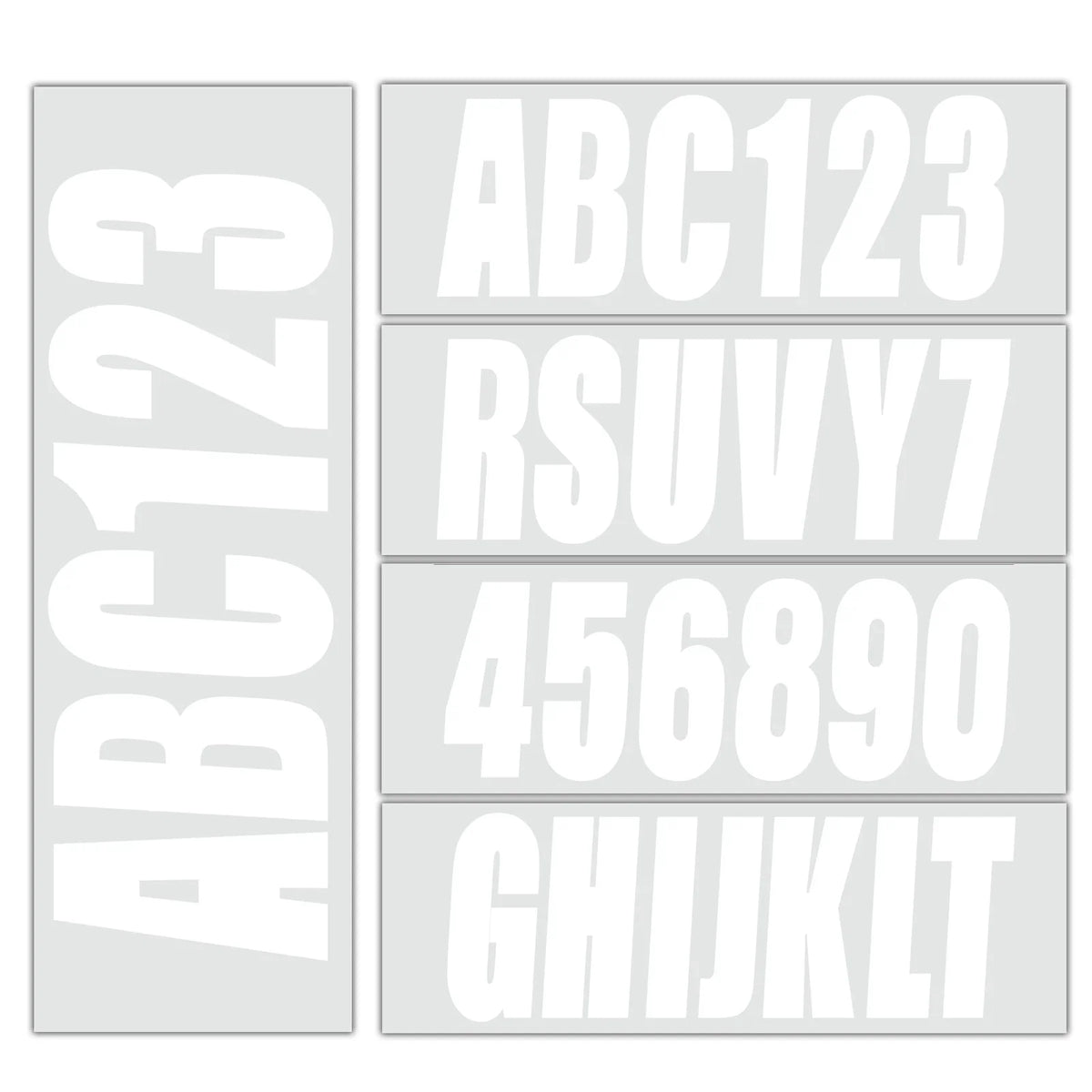 Set of 4 Custom Boat Registration Numbers Decal Stickers A-Z 0-9 White