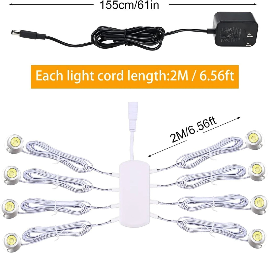 Set of 4 Dimmable LED Mini Spotlights for Display Cabinet (Warm/Cold White)