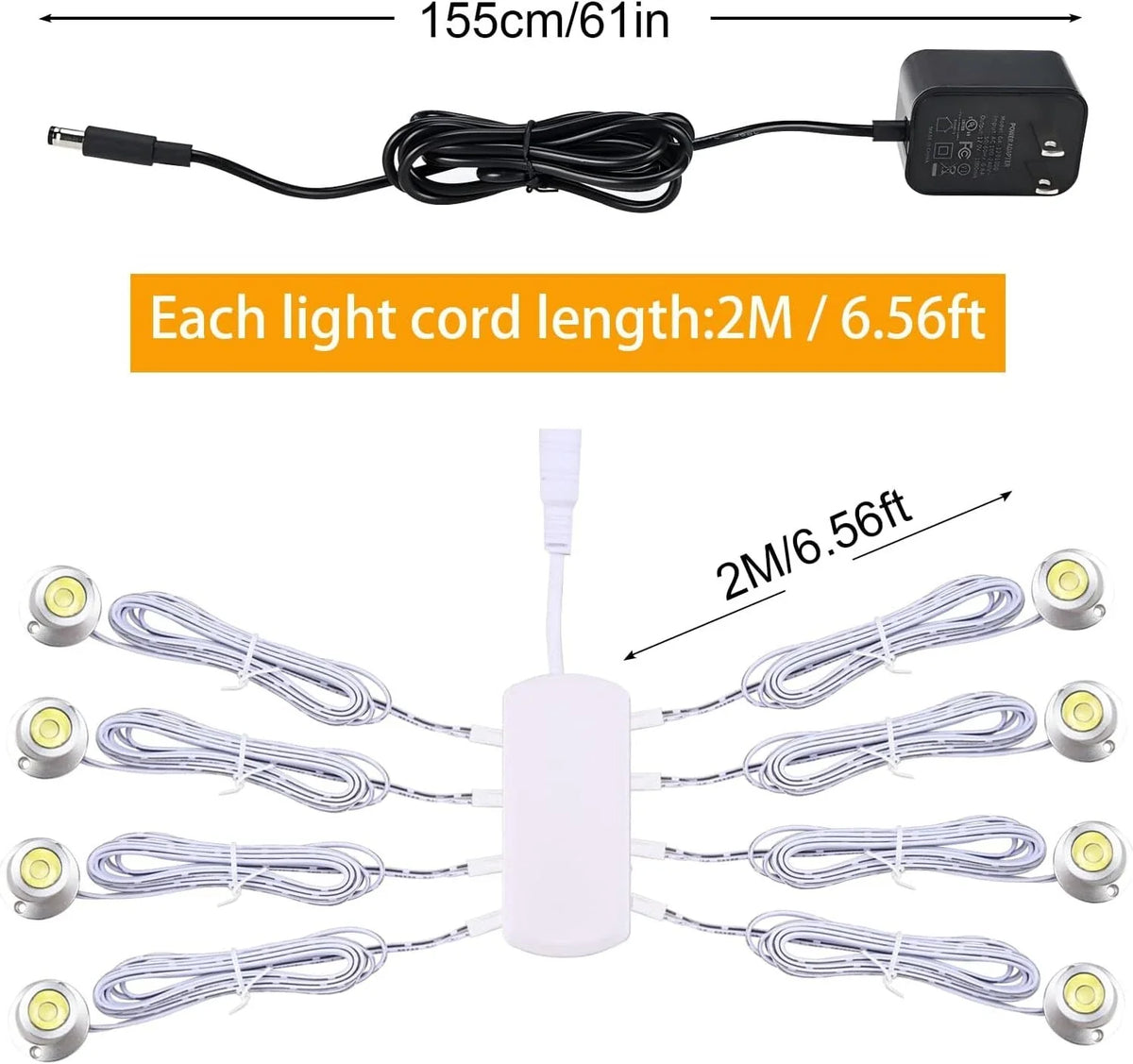 Set of 4 Dimmable LED Mini Spotlights for Display Cabinet (Warm/Cold White)