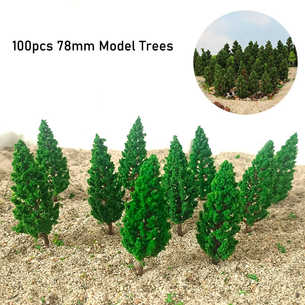 100Pcs 3.07" Pine Trees for Train Railroad Diorama Layout