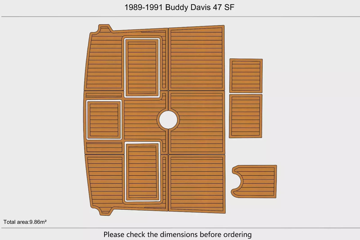 EVA Foam Teak Deck Flooring Mat for Buddy Davis 47 SF (1989–1991)