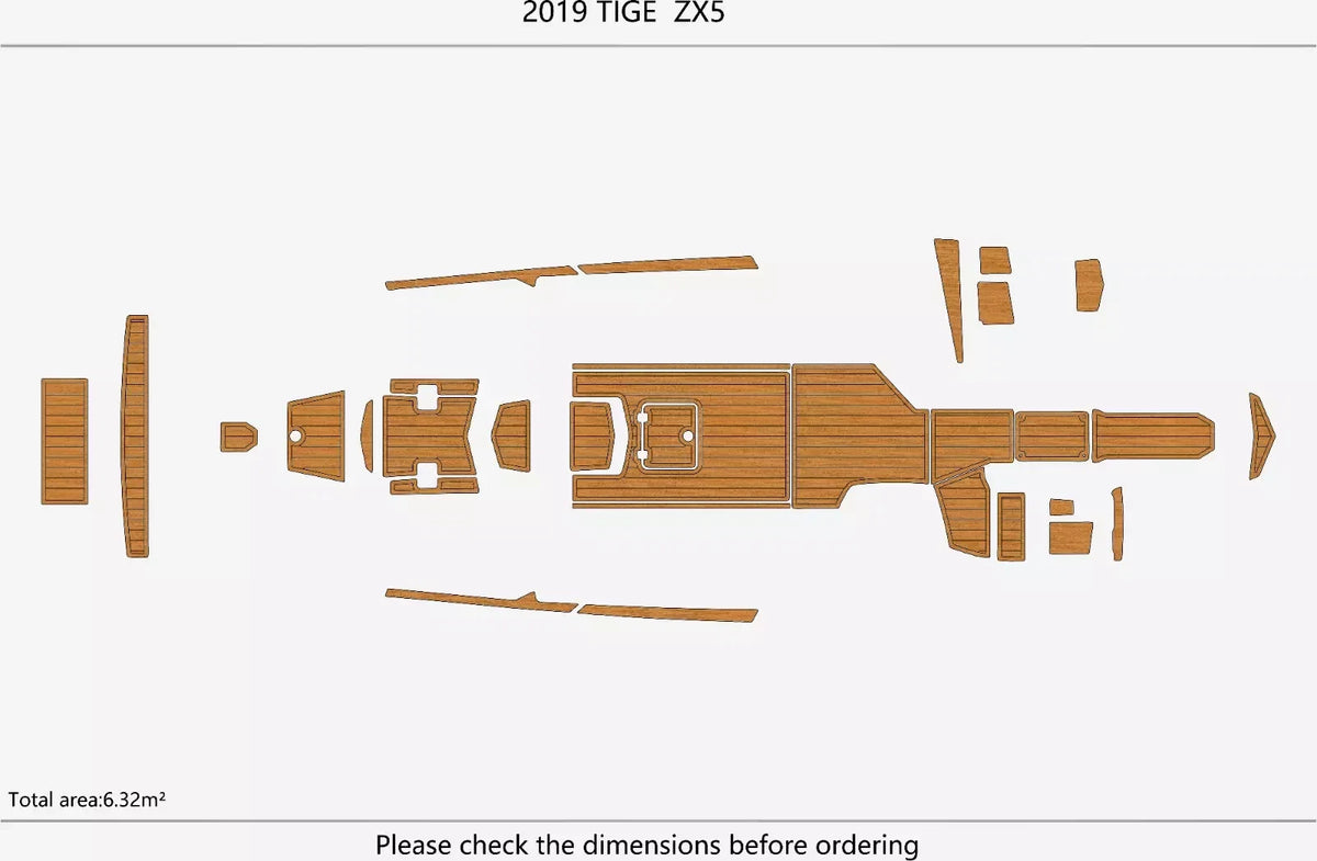 EVA Foam Teak Deck Flooring Mat for Tige ZX5 (2019)
