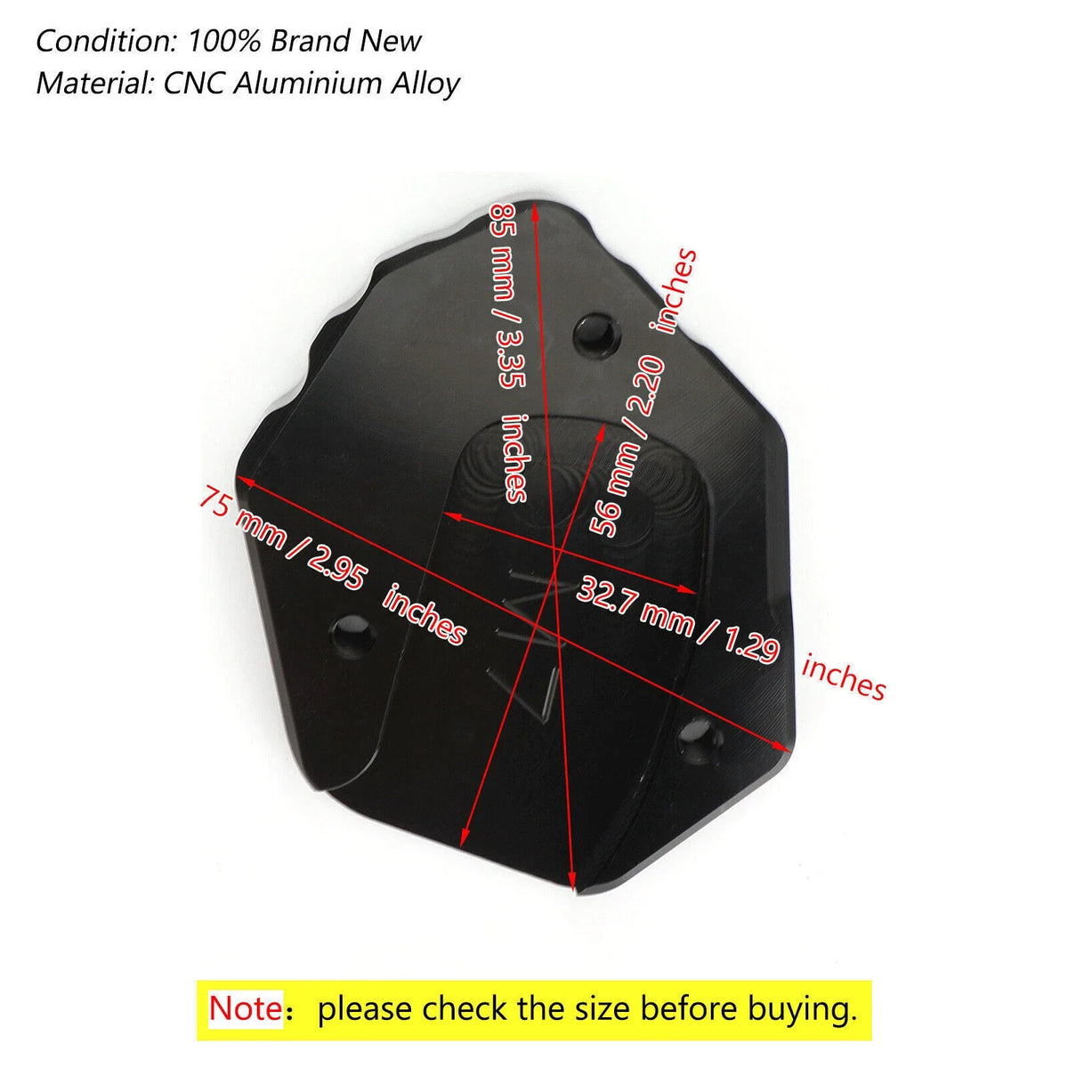 Side Stand Extension for Yamaha MT-07 FZ-07 (2014–2023) Black T9