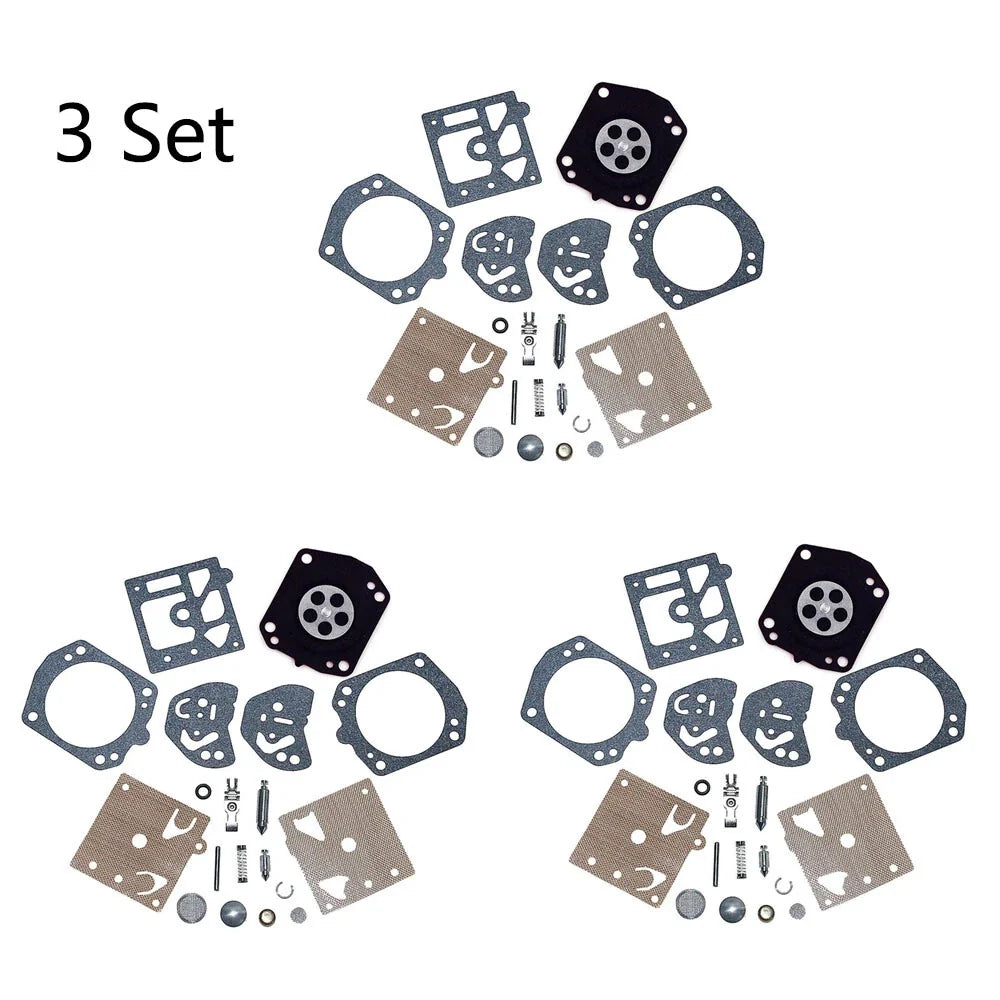 3X Carburetor Repair Kit for Husqvarna 257, 250R, Poulan 2800, 3300 (Walbro K20-HDA)