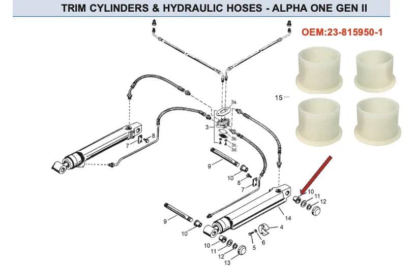 4X Power Trim Bushing for Mercruiser Alpha One Gen II (23-815950-1)