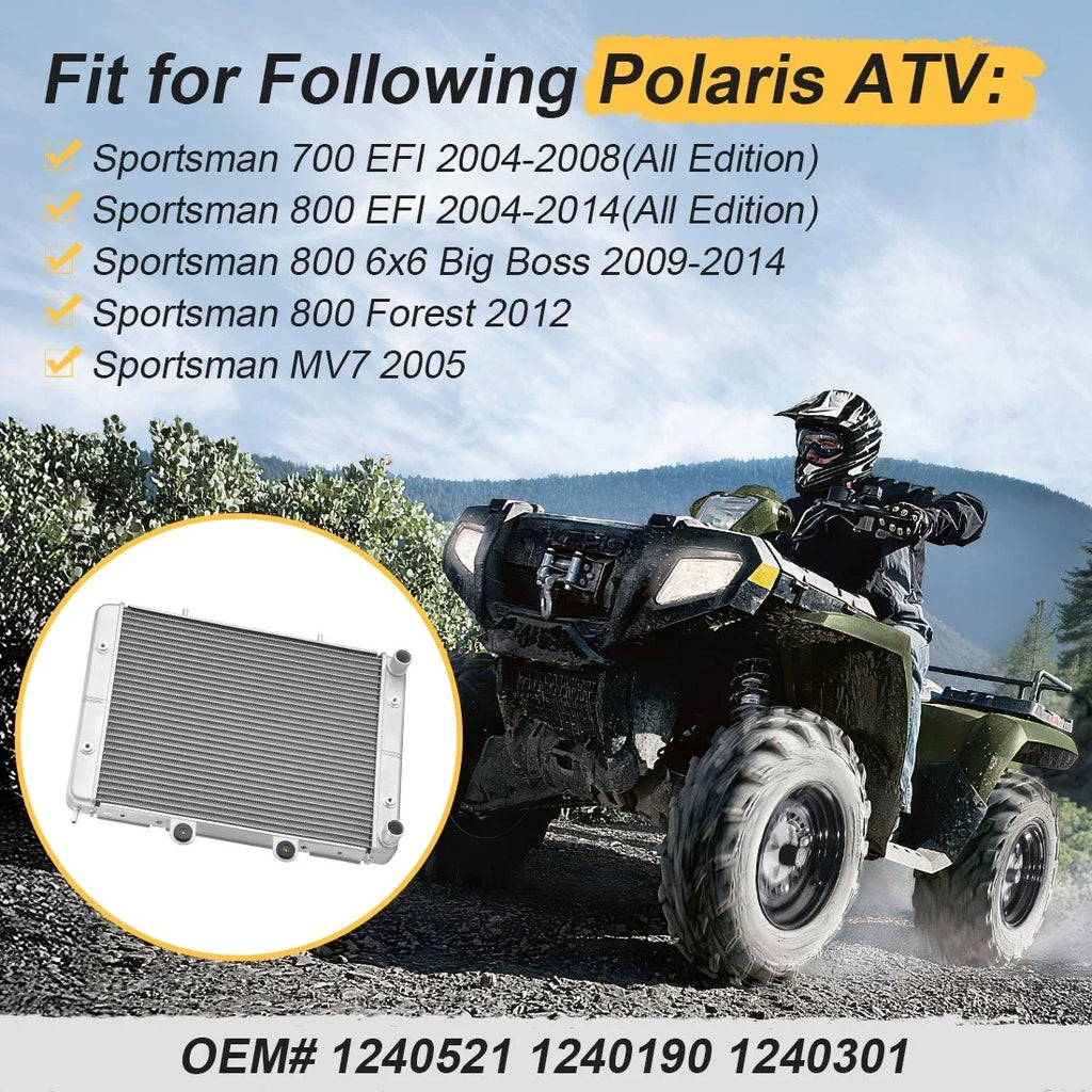 ATV Radiator for Polaris Sportsman 700 800 EFI (2004–2014) 1240190 1240301 1240521