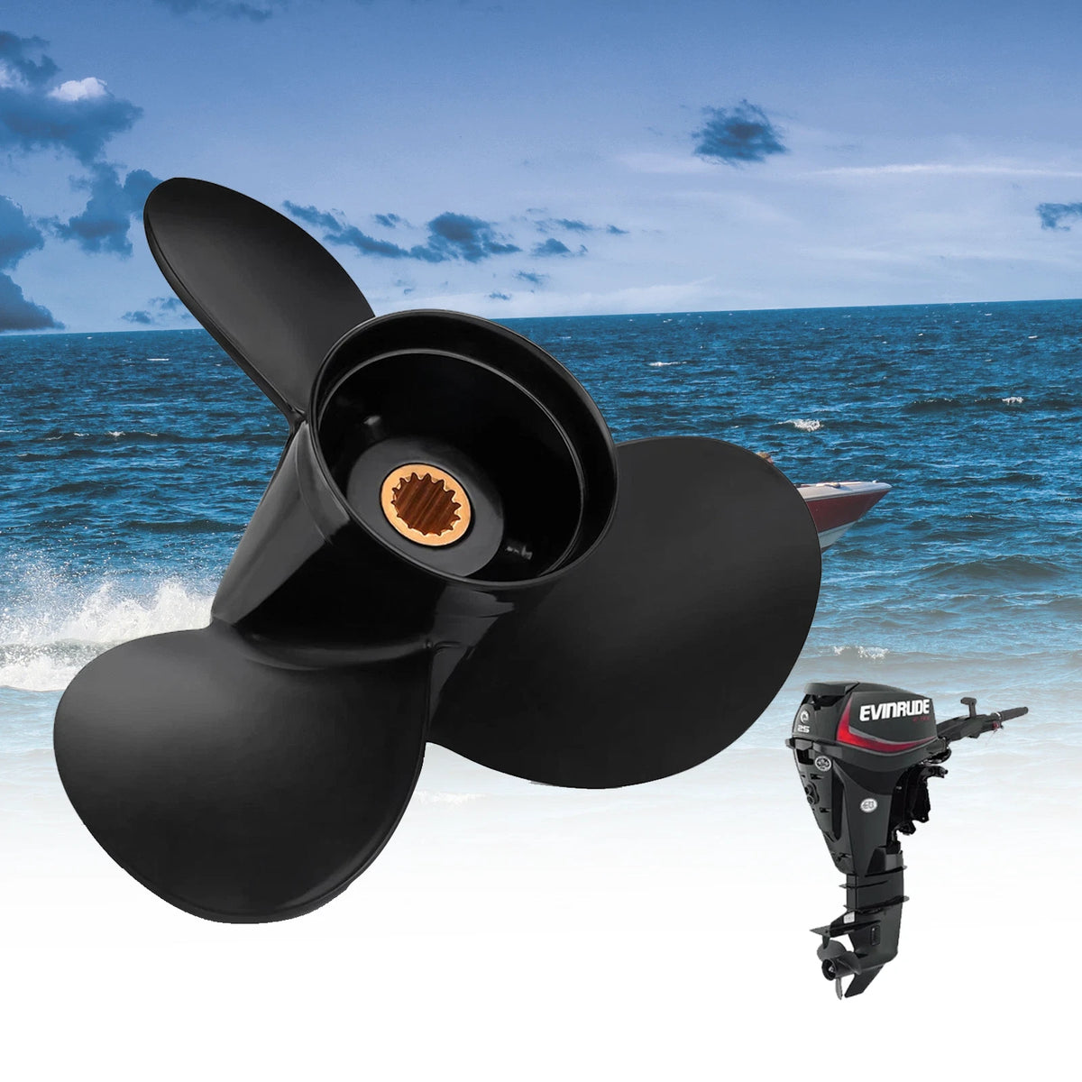 10.3 X 13 Outboat Propeller Fit Evinrude 15-35 HP 14 Spline Tooth 778863,RH