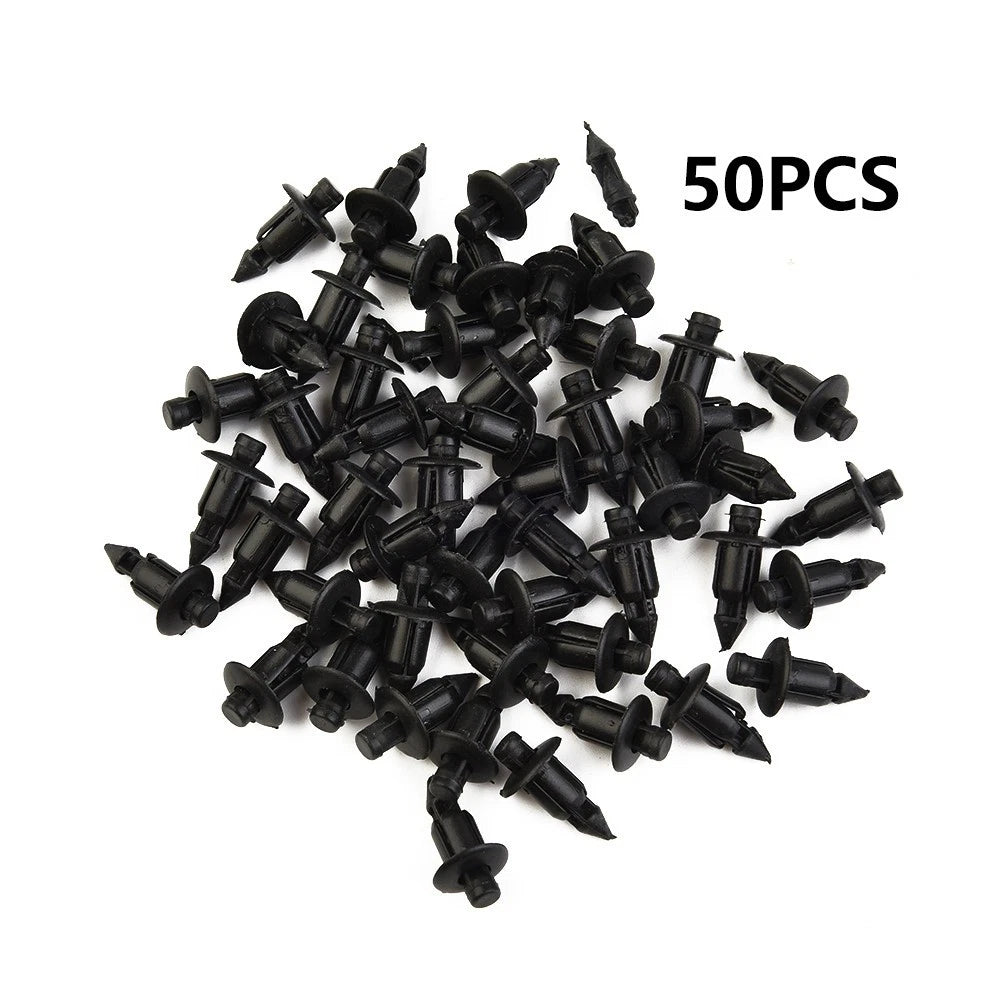 50pcs 6mm Motorcycle Fairing Trim Plastic Push Fit Rivet Clips For-Suzuki