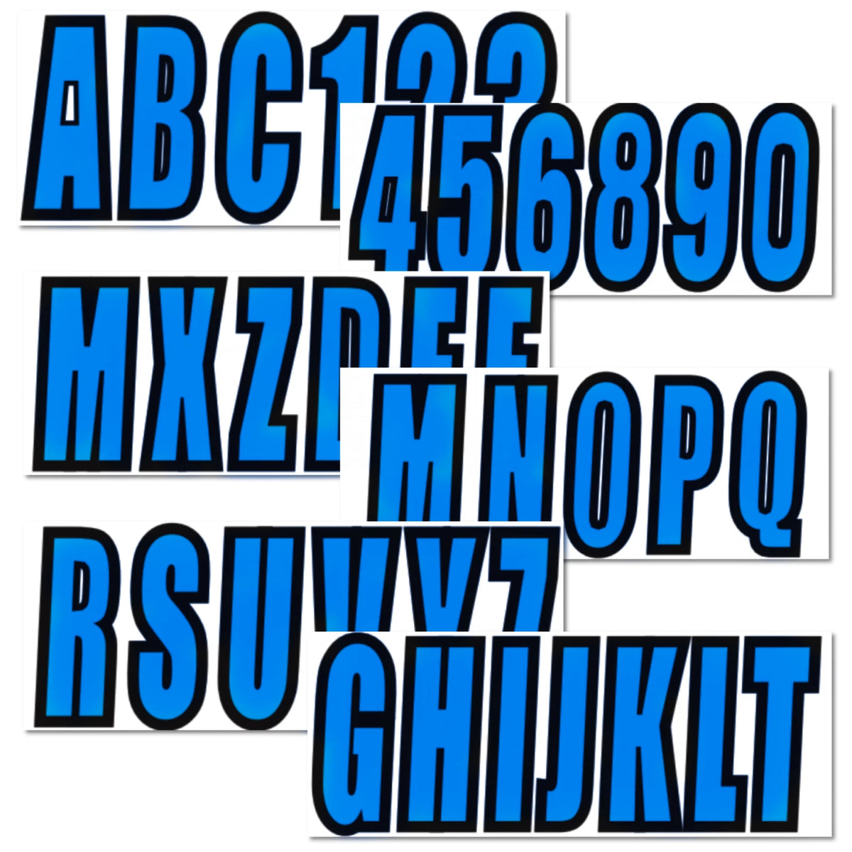 Blue Boat Letters and Numbers Registration Sticker Decals A-Z Letter 0-9 Numbers