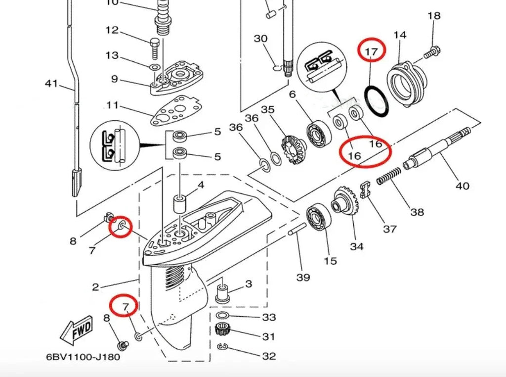 Lower Unit Seal Kit for Yamaha 2.5 4 5 6 HP 93101-13M12-00 93210-48214-00