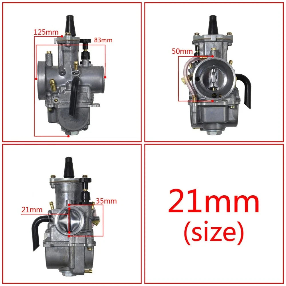 21mm Carburetor with Power Jet for PWK21 Carb 50-100cc Engine (2/4 Stroke)