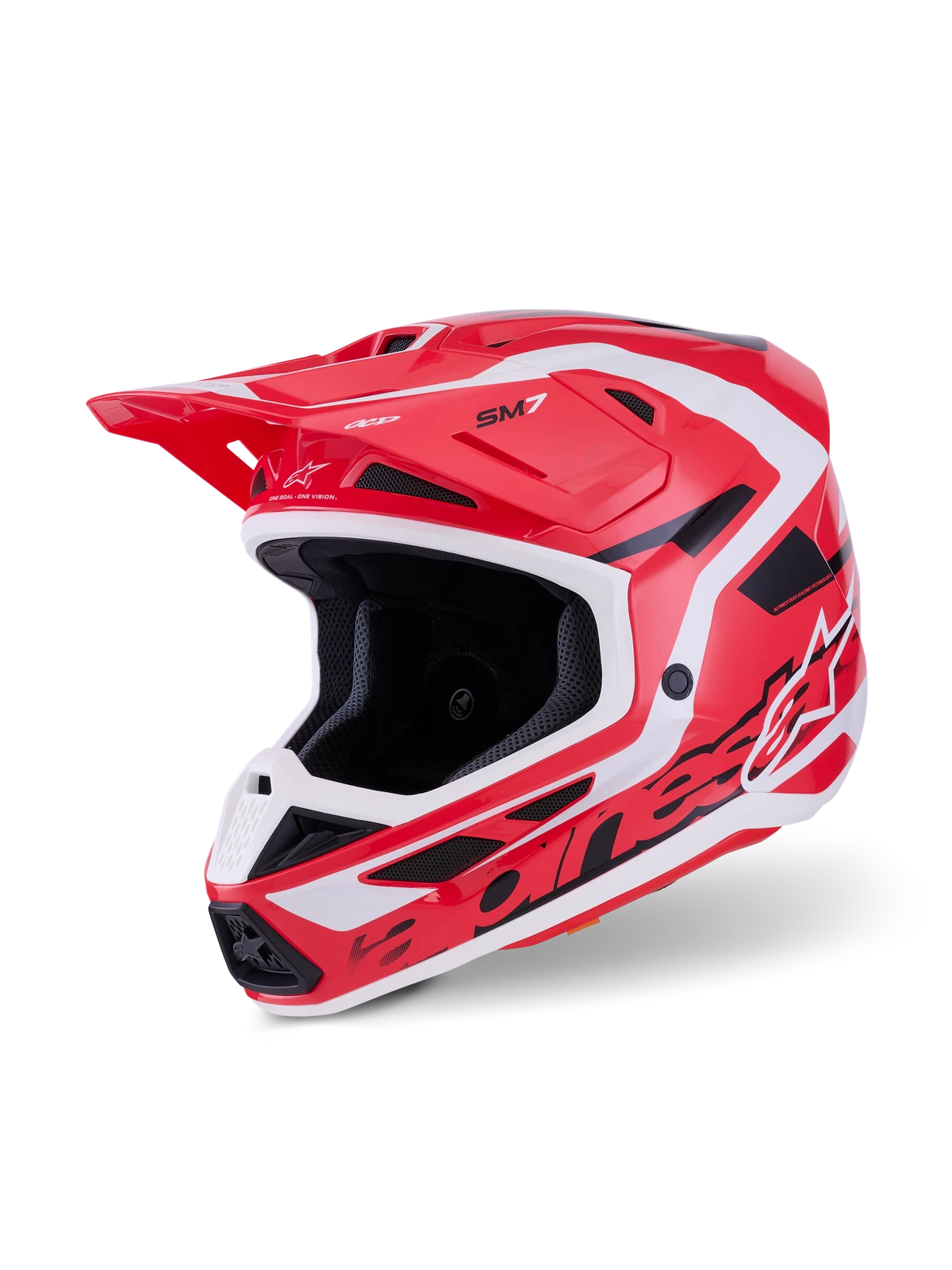 Alpinestars SM7 Offroad Helmet Small Red/Black/Whit E Gloss for Trail & Motocross