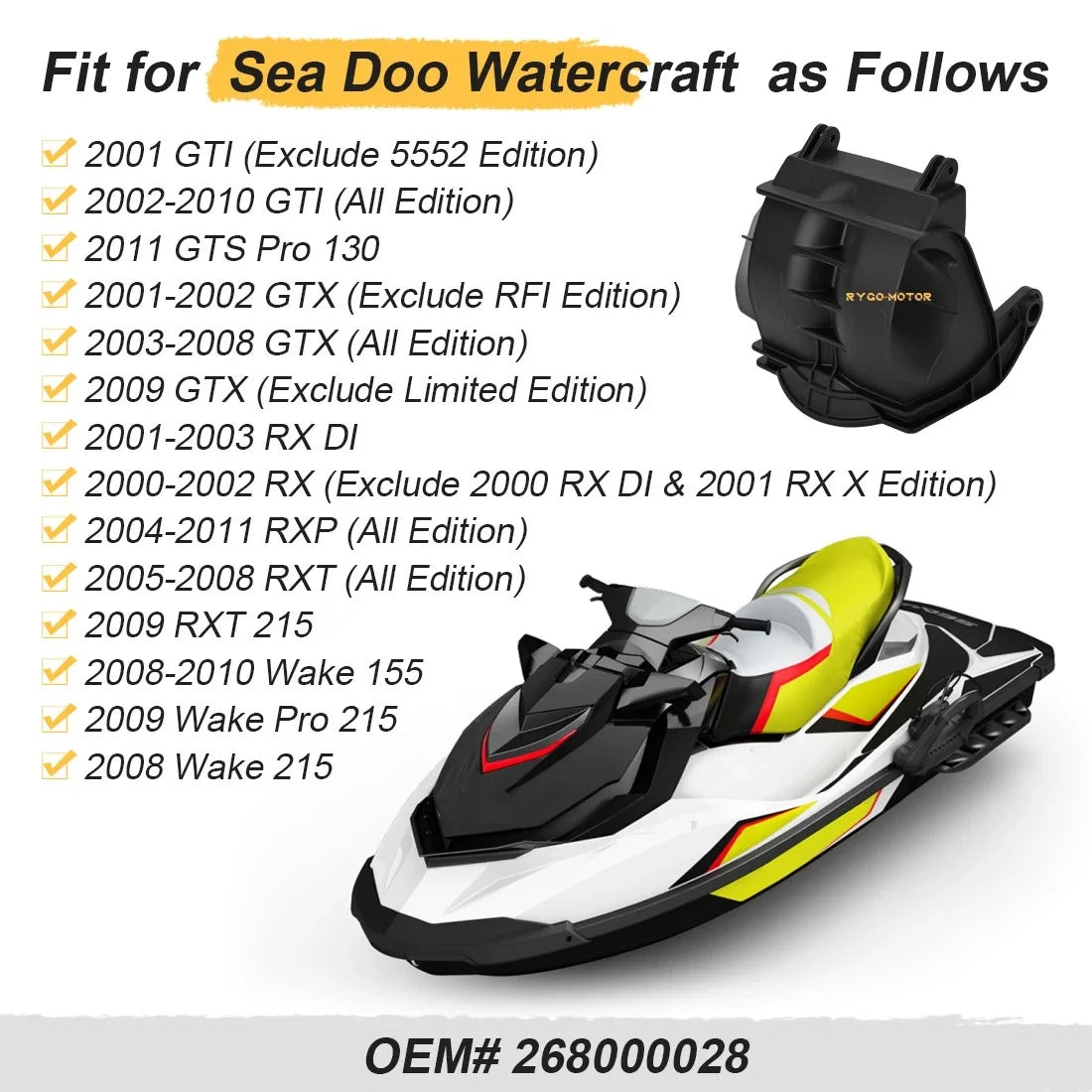 Reverse Gate for Sea Doo GTI GTS Pro GTX RX RXP RXT Wake 215 (2001–2011) 268000028