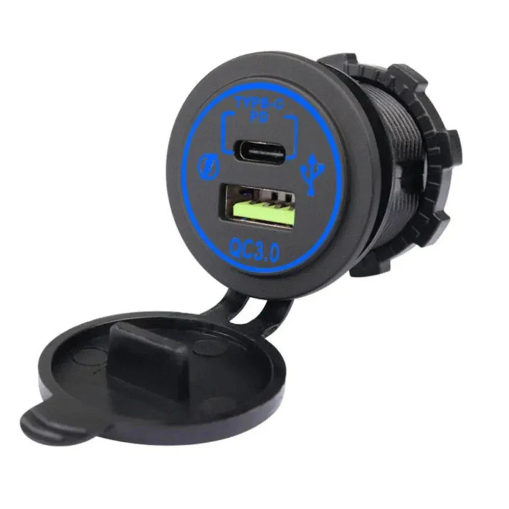 12V-24V Car Cigarette Lighter Socket USB Fast Charger Adapter