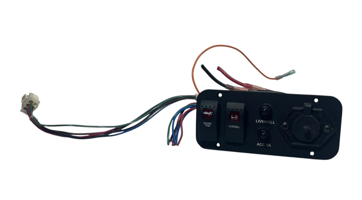 Pacer Marine, Switch Panel, Engine Trim, Livewell, 6 3/4in X 3in, Black