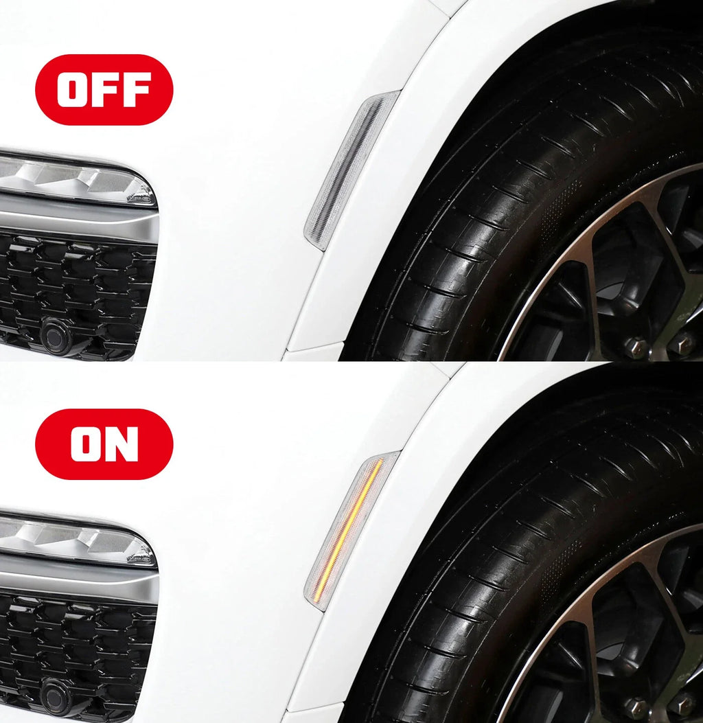2X Clear Amber LED Front Side Marker Lights for Jeep Grand Cherokee (2021–2025)