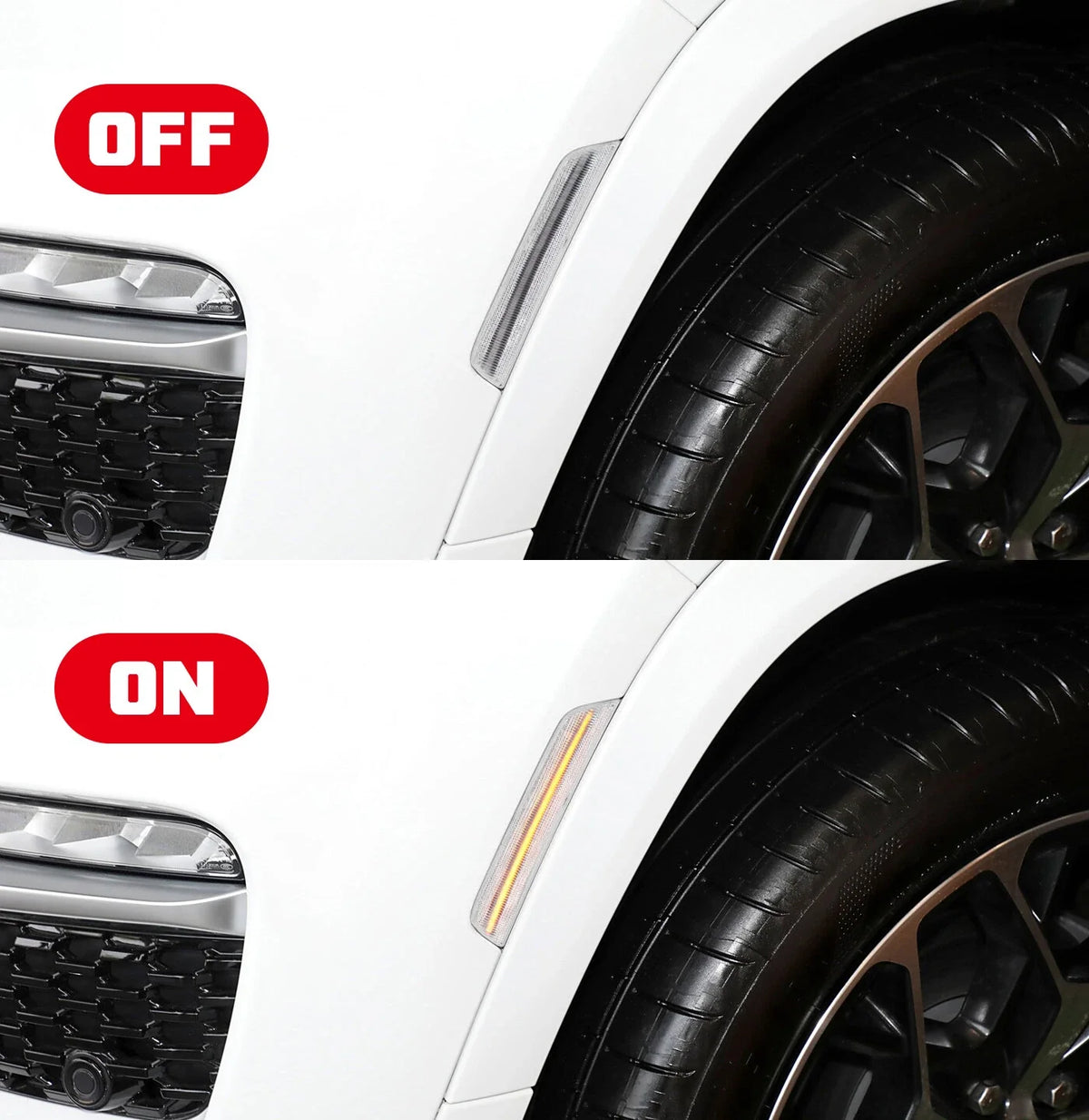 2X Clear Amber LED Front Side Marker Lights for Jeep Grand Cherokee (2021–2025)