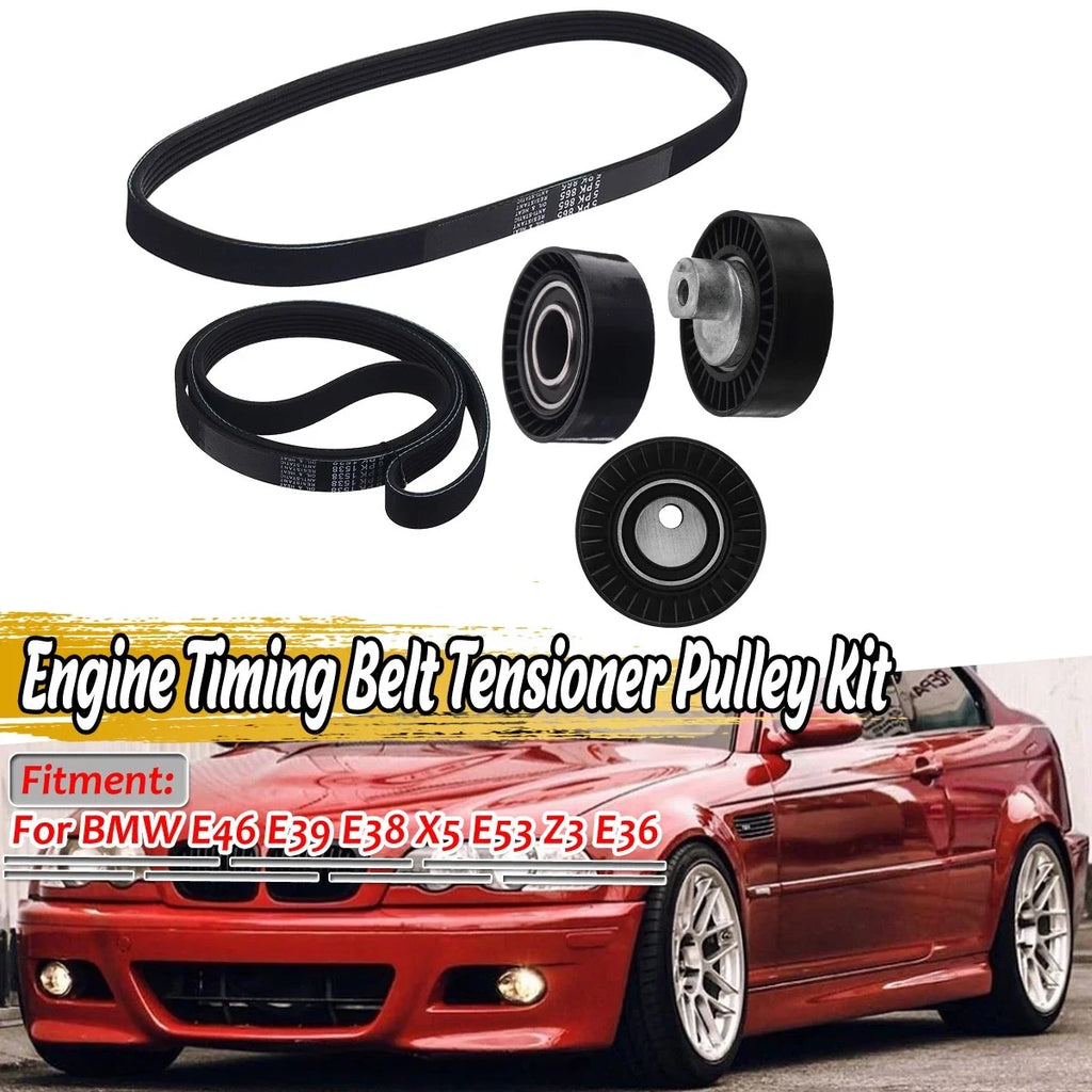 Set of 2 V-Ribbed Belts for BMW E46 E39 E38 X5 E53 Z3 E36