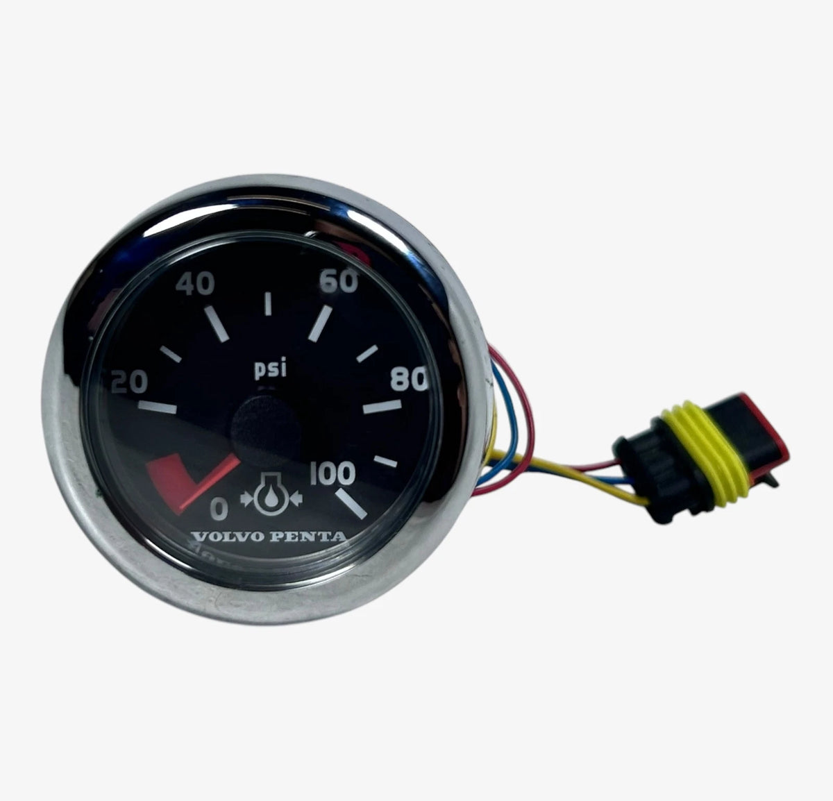Volvo Penta VP874574, Oil Pressure 0-100 Psi Gauge ( Minor Crack on Bezel )