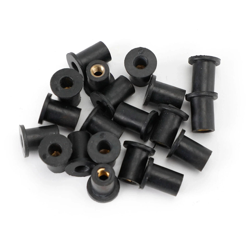 Pack of 20 M4 Rubber Well Nuts for Fairing & Screen Fixing (8mm Hole)