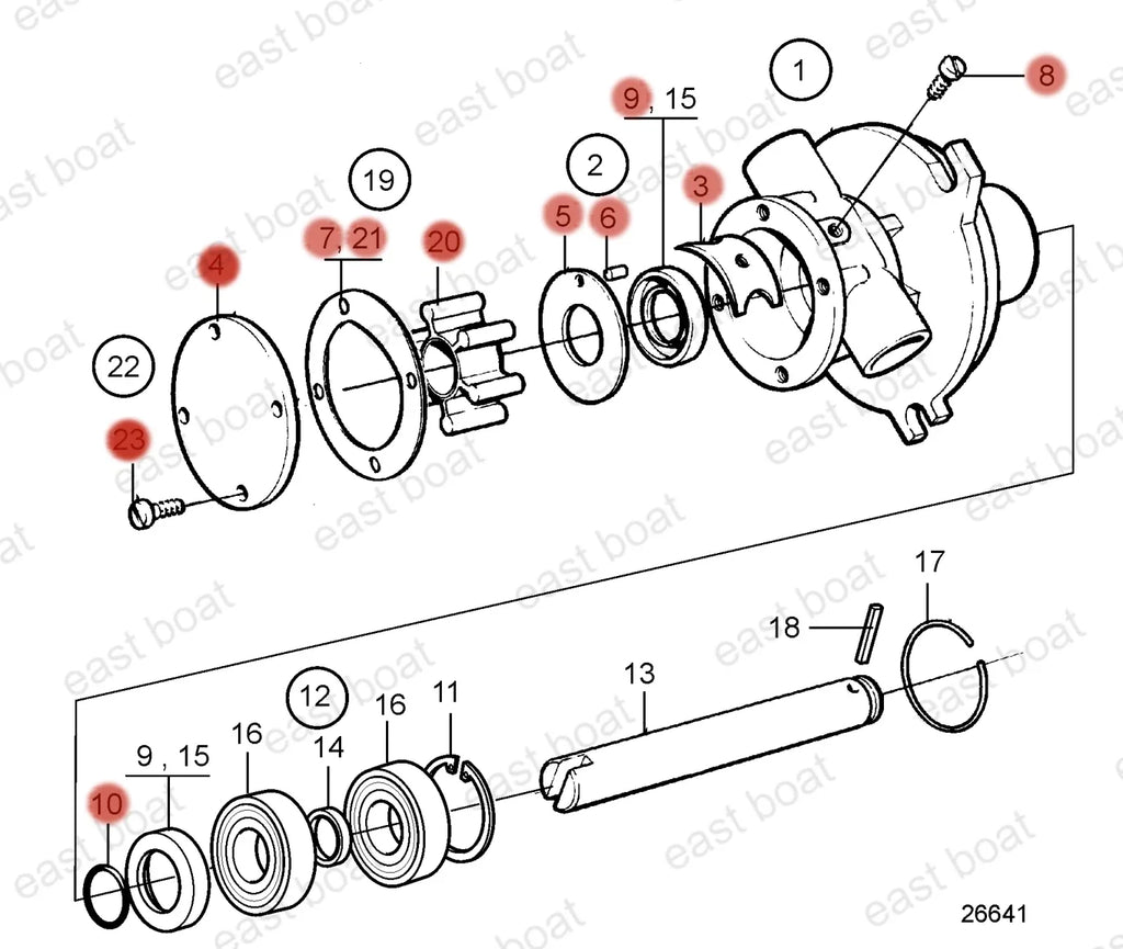 Water Pump Repair Kit for Volvo Penta MD17 MD17C MD17D (21951368)
