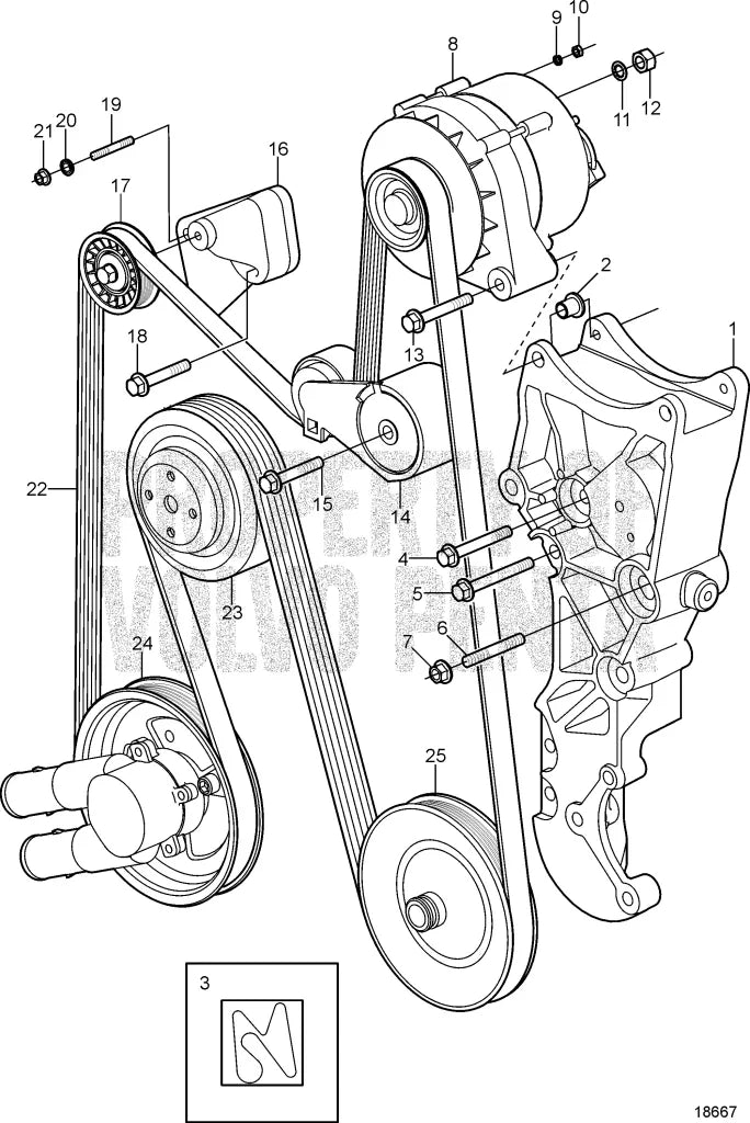 Serpentine Belt for Volvo Penta 4.3L 5.0L 5.7L Engines (3860086)