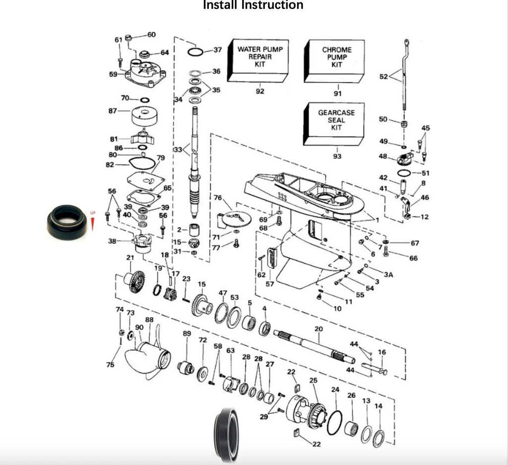 Seal Kit 433550 for Johnson Evinrude Outboard 40-50hp (1989–2005)