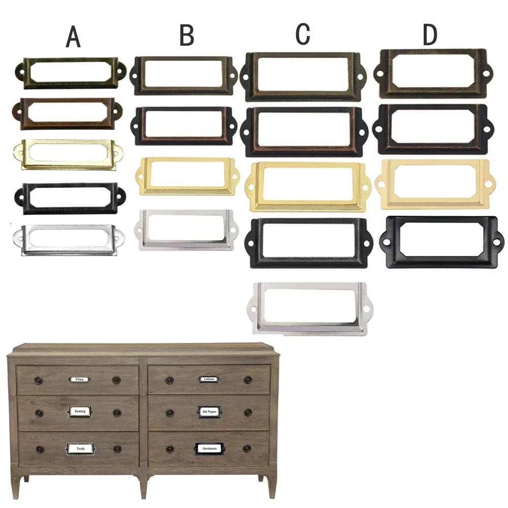 12pc Metal Drawer Label Tag Pull Handle for File Case