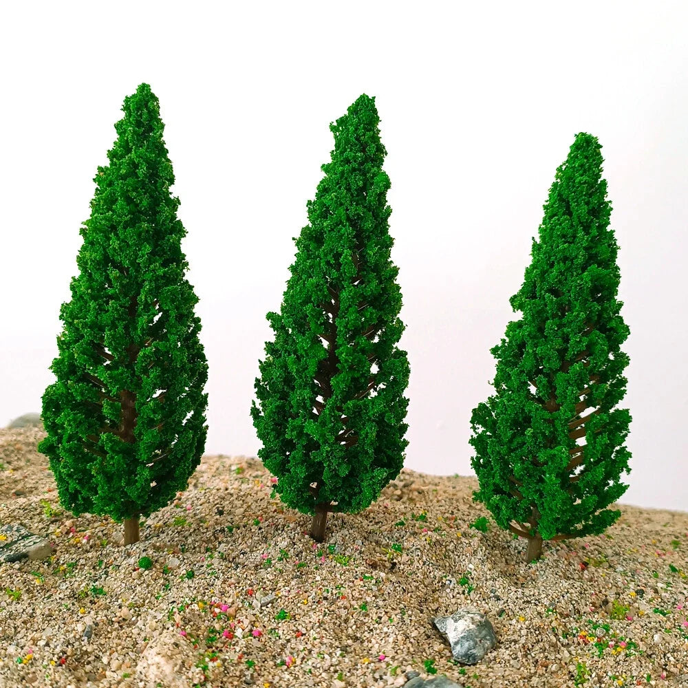 10Pcs 3.74" Pine Tree Landscape Scenery for Train Railroad (Model)