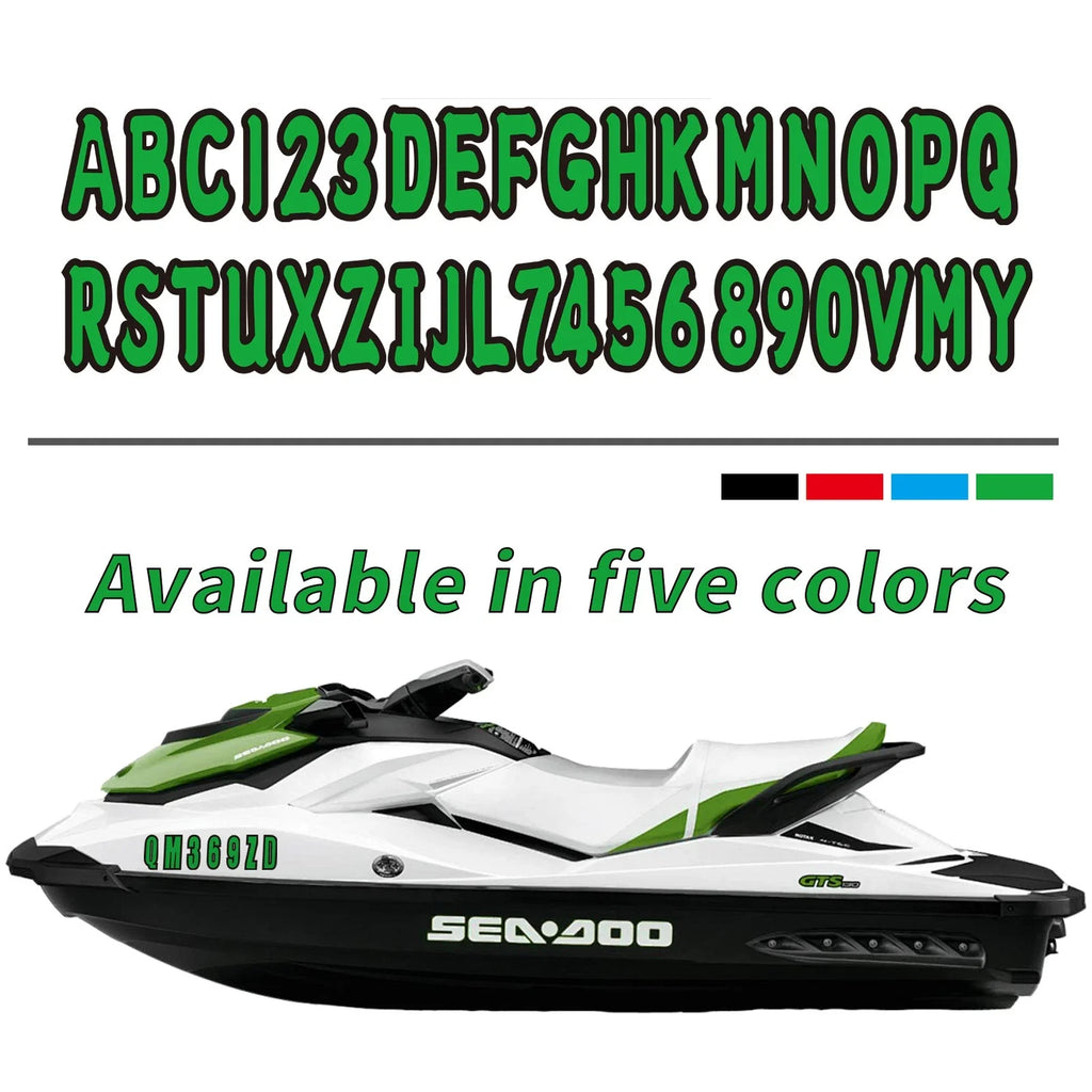 Set of 4 Boat Numbers and Letters Decal Stickers A-Z 0-9 Green