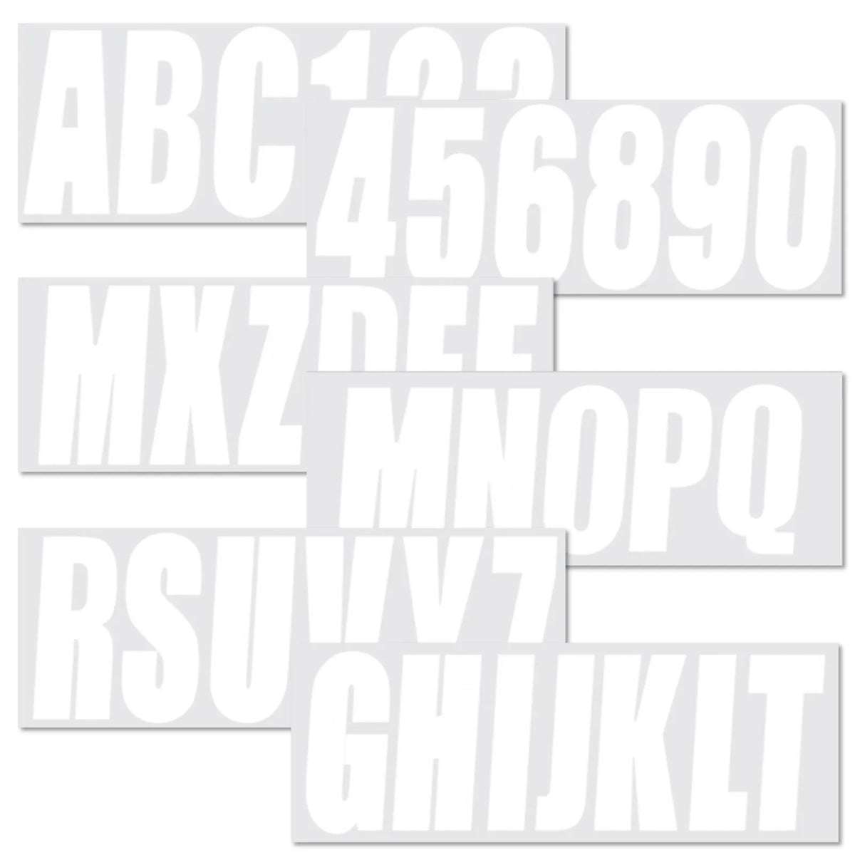 Sticker Decals A-Z Letters & 0-9 Numbers for Marine Boat (White)