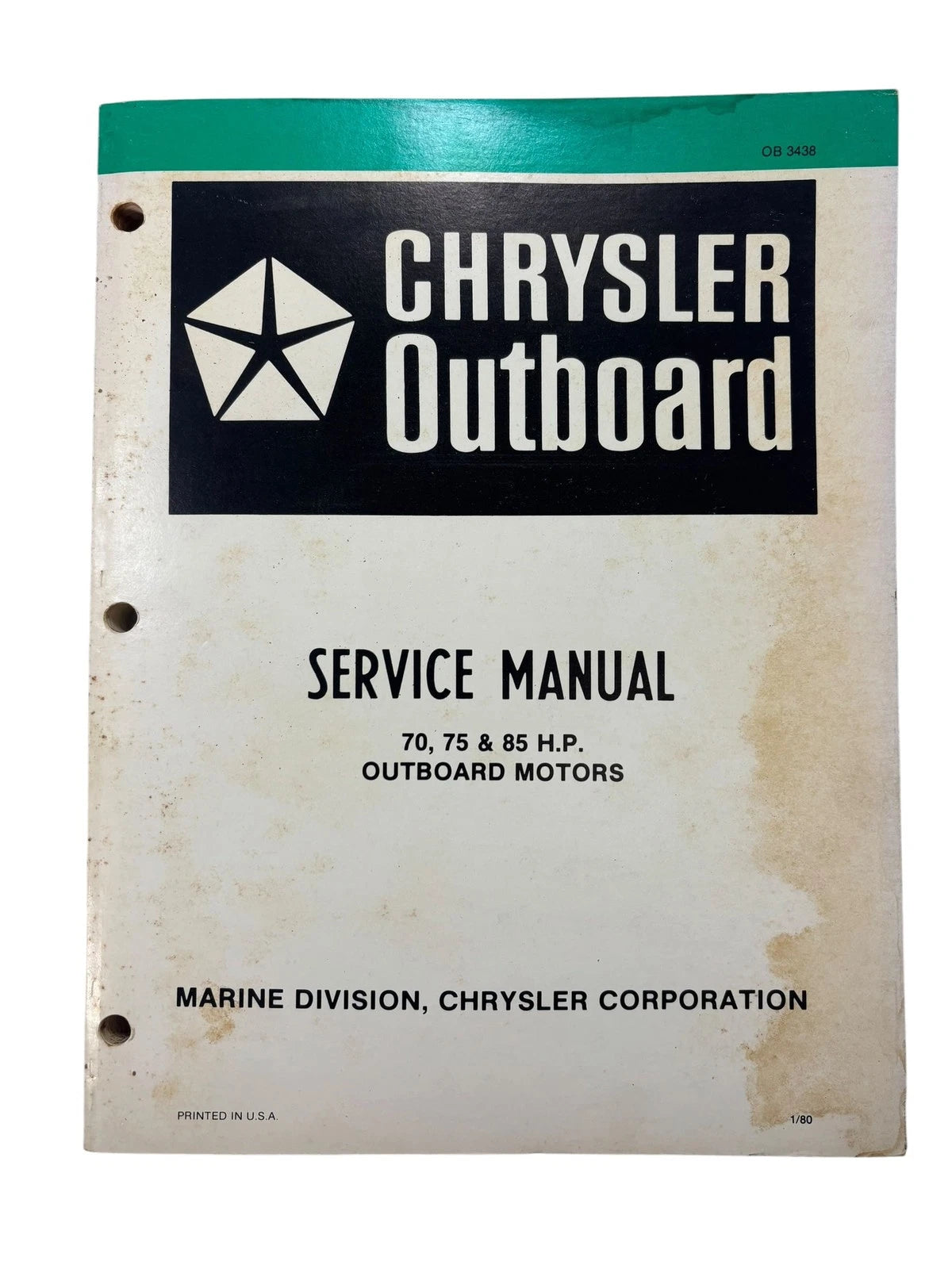 Chrysler Outboards OB3438, 70/75/85 HP Outboard Motors Service Manual