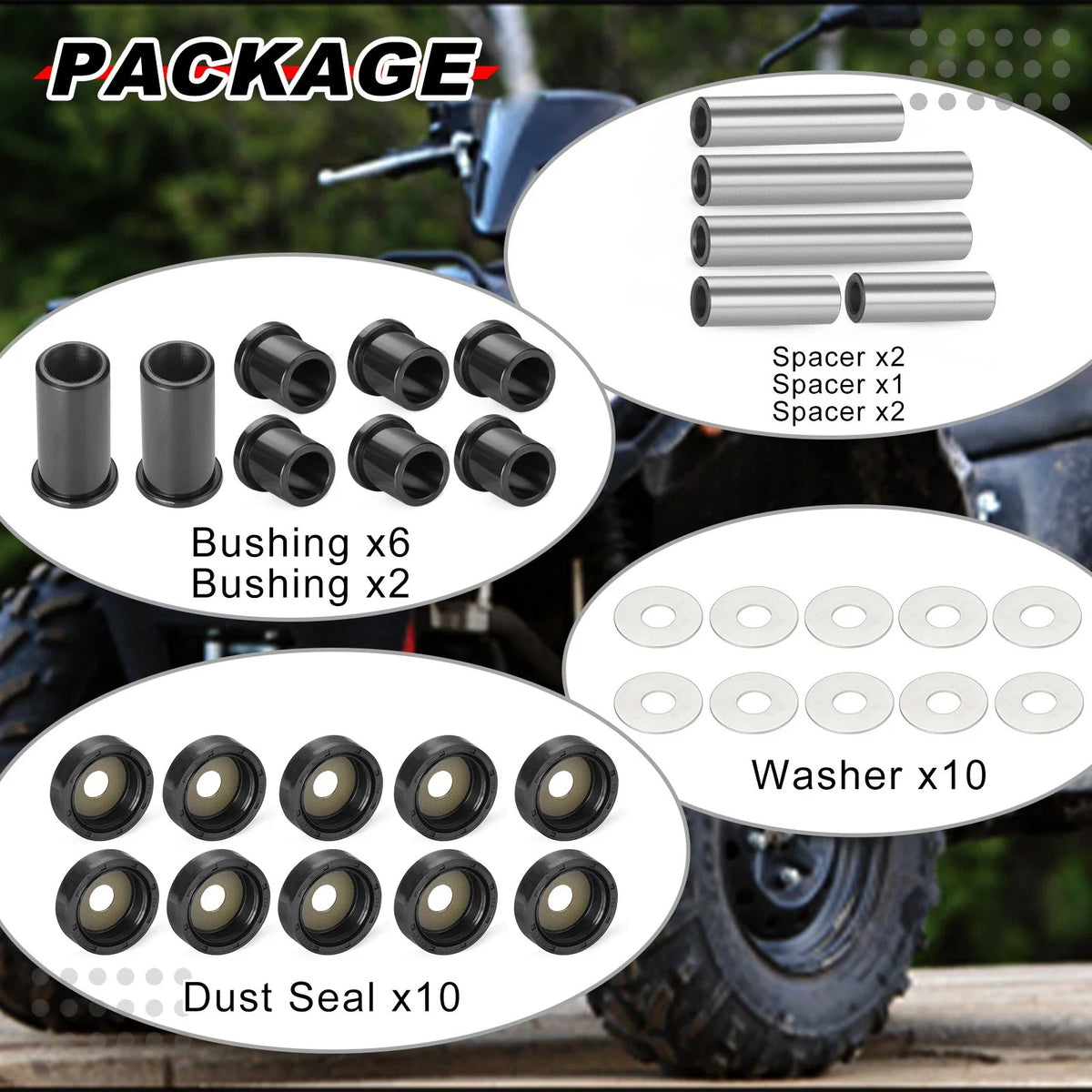 Rear A-Arm Suspension Bushing Shaft Kit for Suzuki King Quad 450 (2007–2018)
