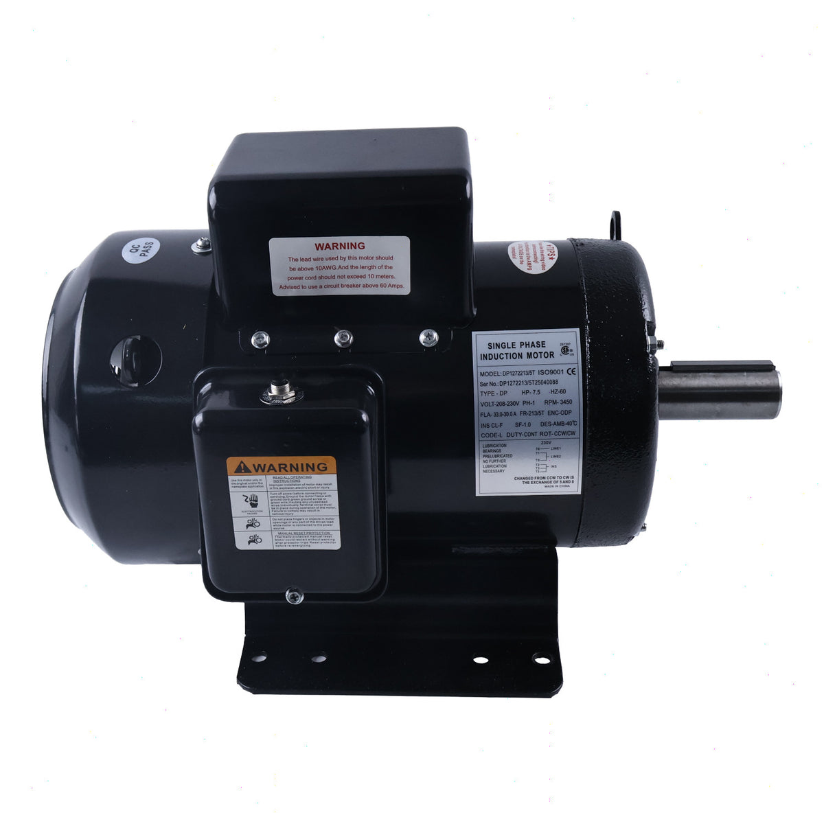 23172604 Ingersoll Rand Air Compressor Motor 1-Phase 230V 213T/5T 3520RPM 7.5HP