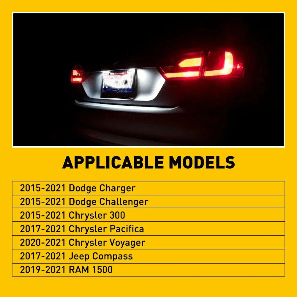 1X 18-SMD LED License Plate Lights for Dodge Charger (2015–2021)