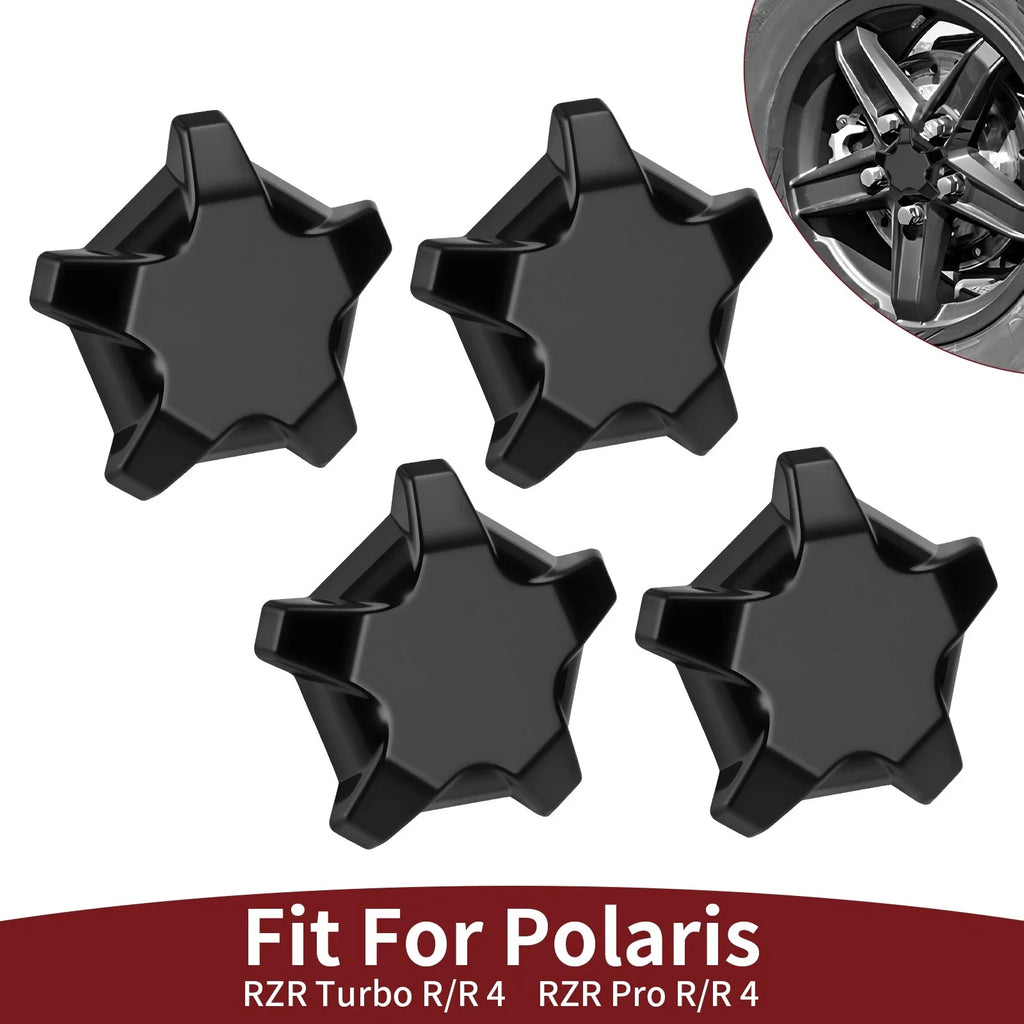 4X Matte Flash Black 5 Lug Rim Cap for Polaris RZR Turbo Pro R (2022–2024)